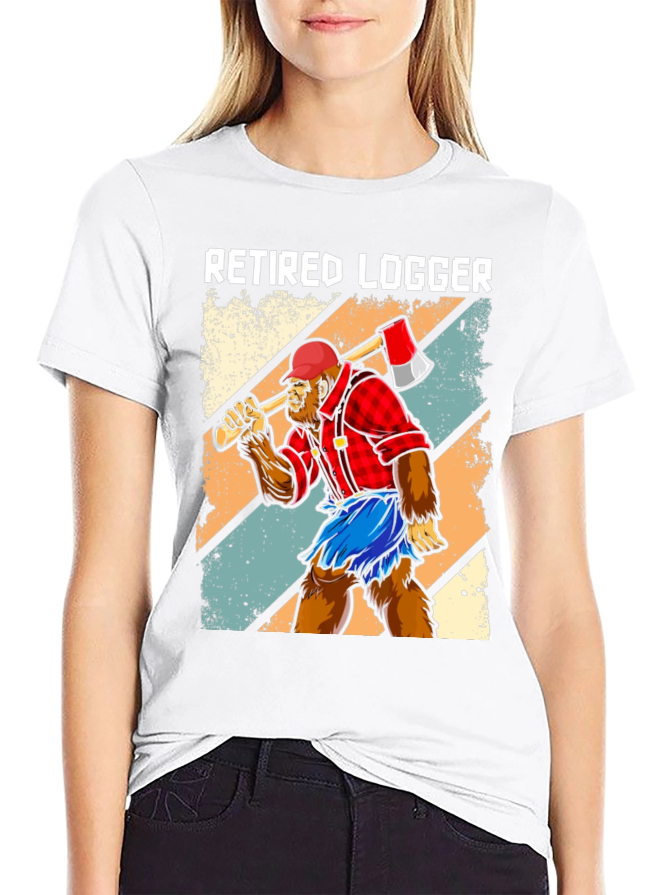 Black Retired Logger Bigfoot Graphic Tee view 9