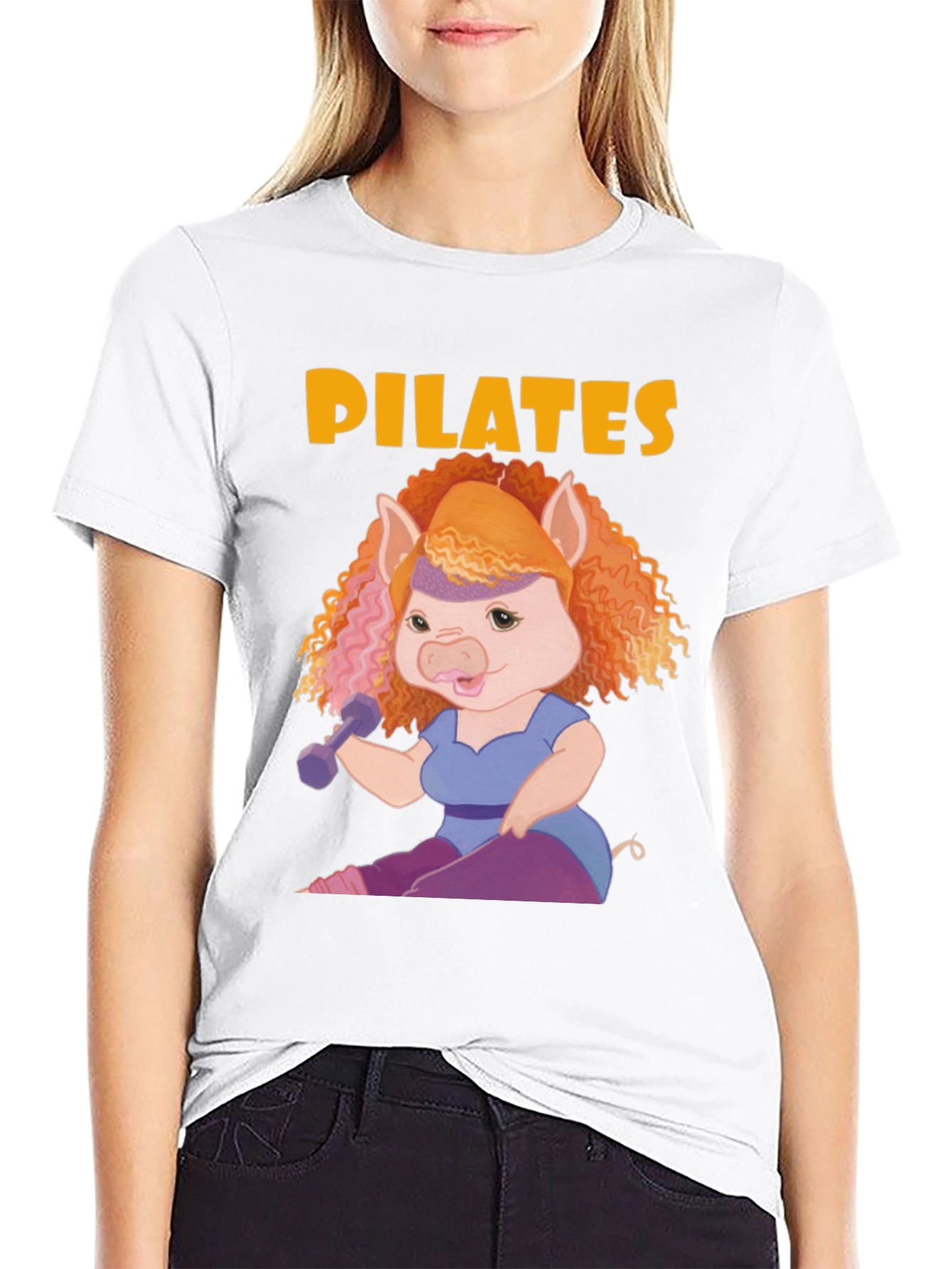 Black Pilates Pig T-Shirt view 9