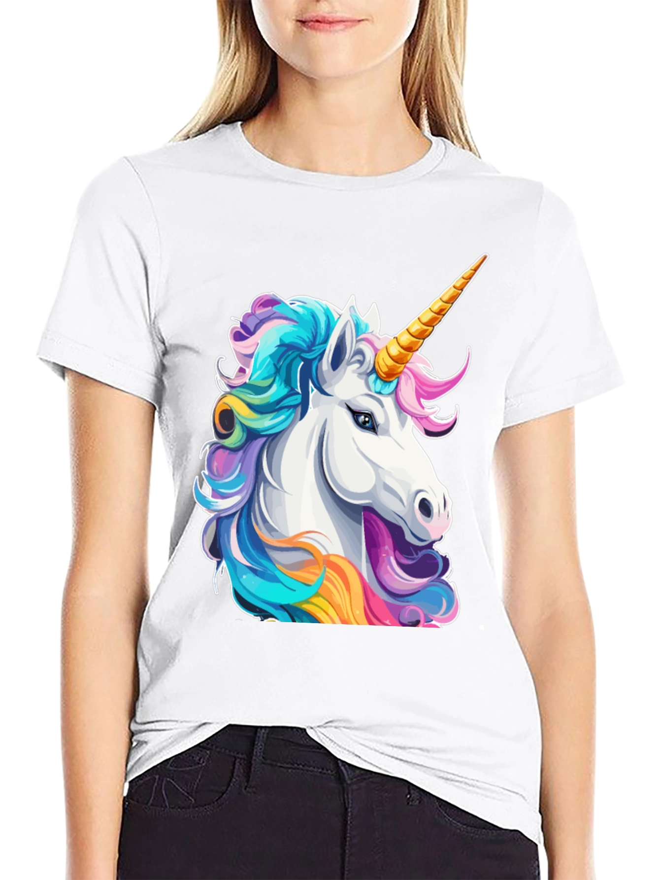 Black Unicorn Graphic Tee - Black Cotton T-Shirt view 9