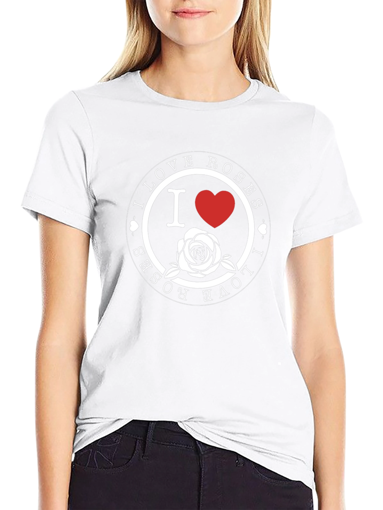 Black I Love Roses T-Shirt - Stylish Graphic Tee view 9