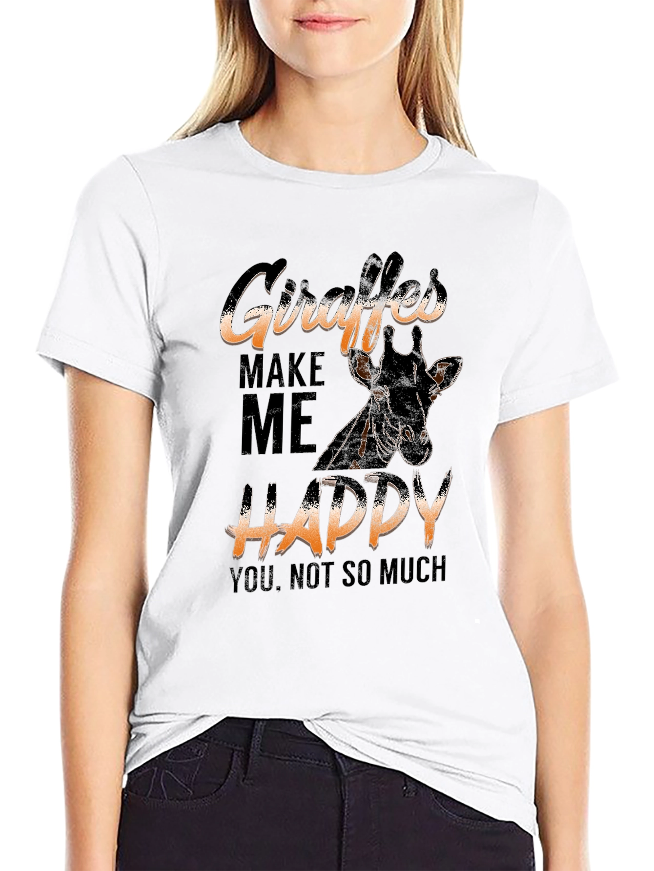 Black Giraffe Lover T-Shirt - "Giraffes Make Me Happy" view 9