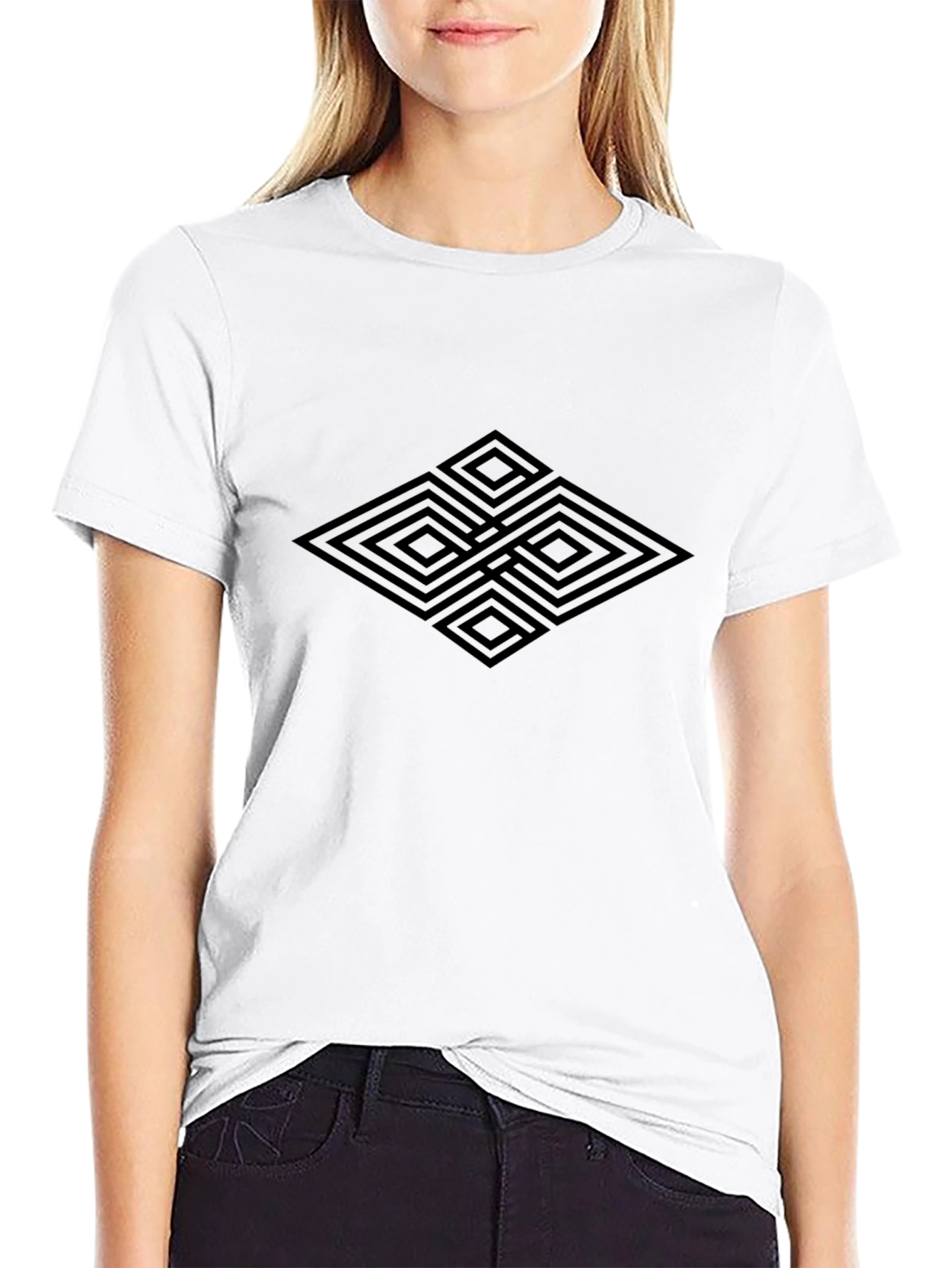 Geometric Diamond Black Graphic Tee - 9
