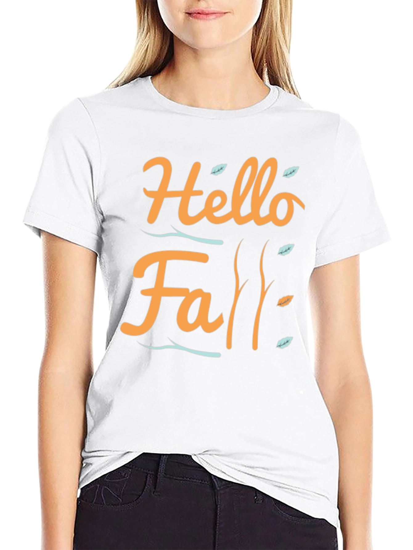 Black Hello Fall T-Shirt - Autumn Season Apparel view 9