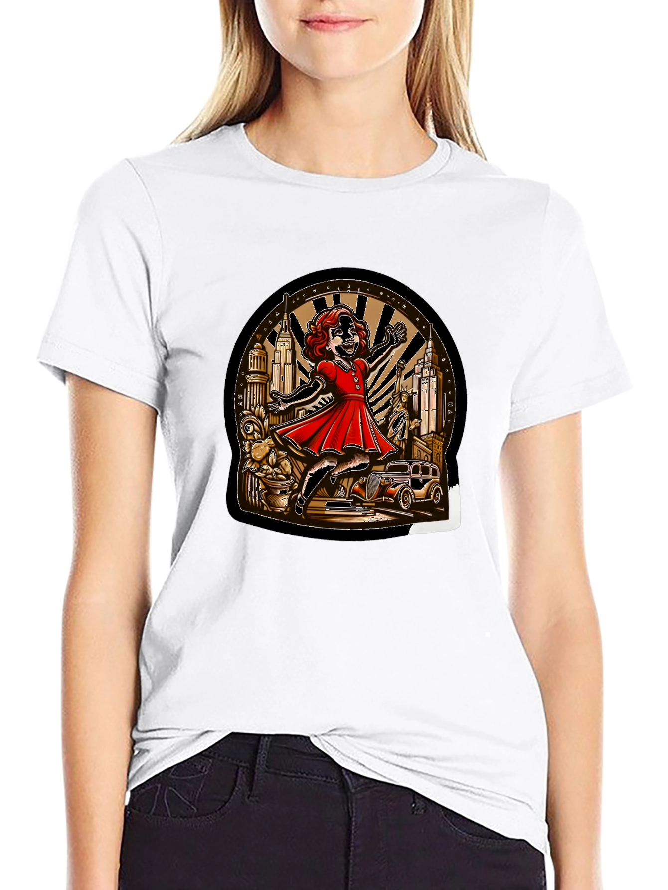 Black Vintage Cartoon Art T-Shirt view 9