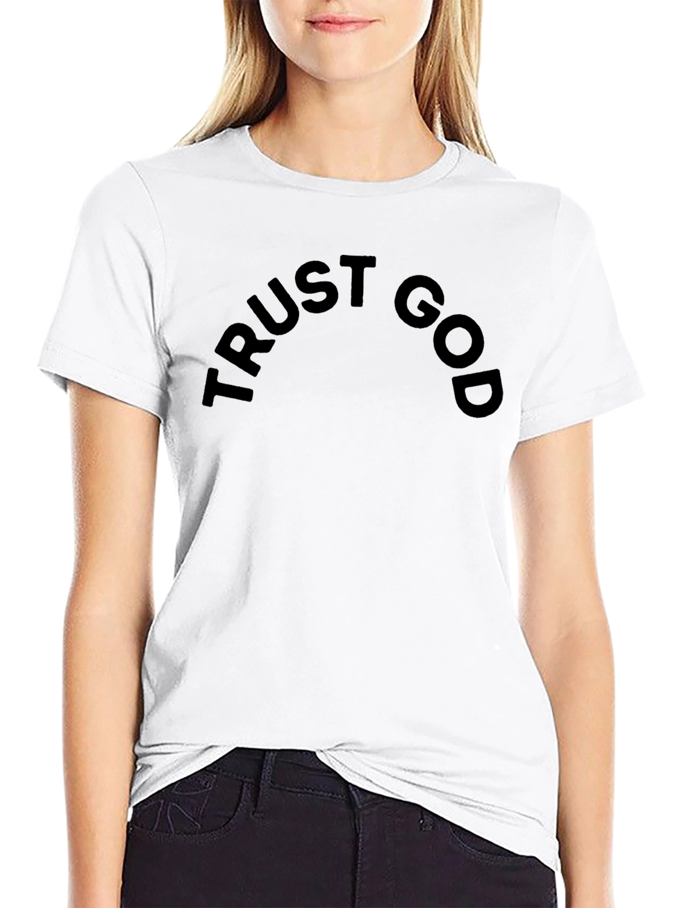 Black Trust God Black T-Shirt - Stylish Faith Apparel view 9
