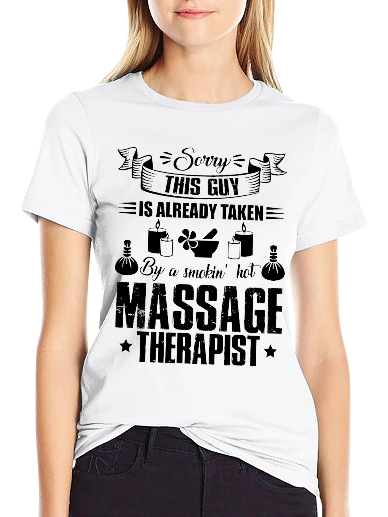 Black Sorry This Guy Is Already Taken Massage Therapist T-Shirt view 9