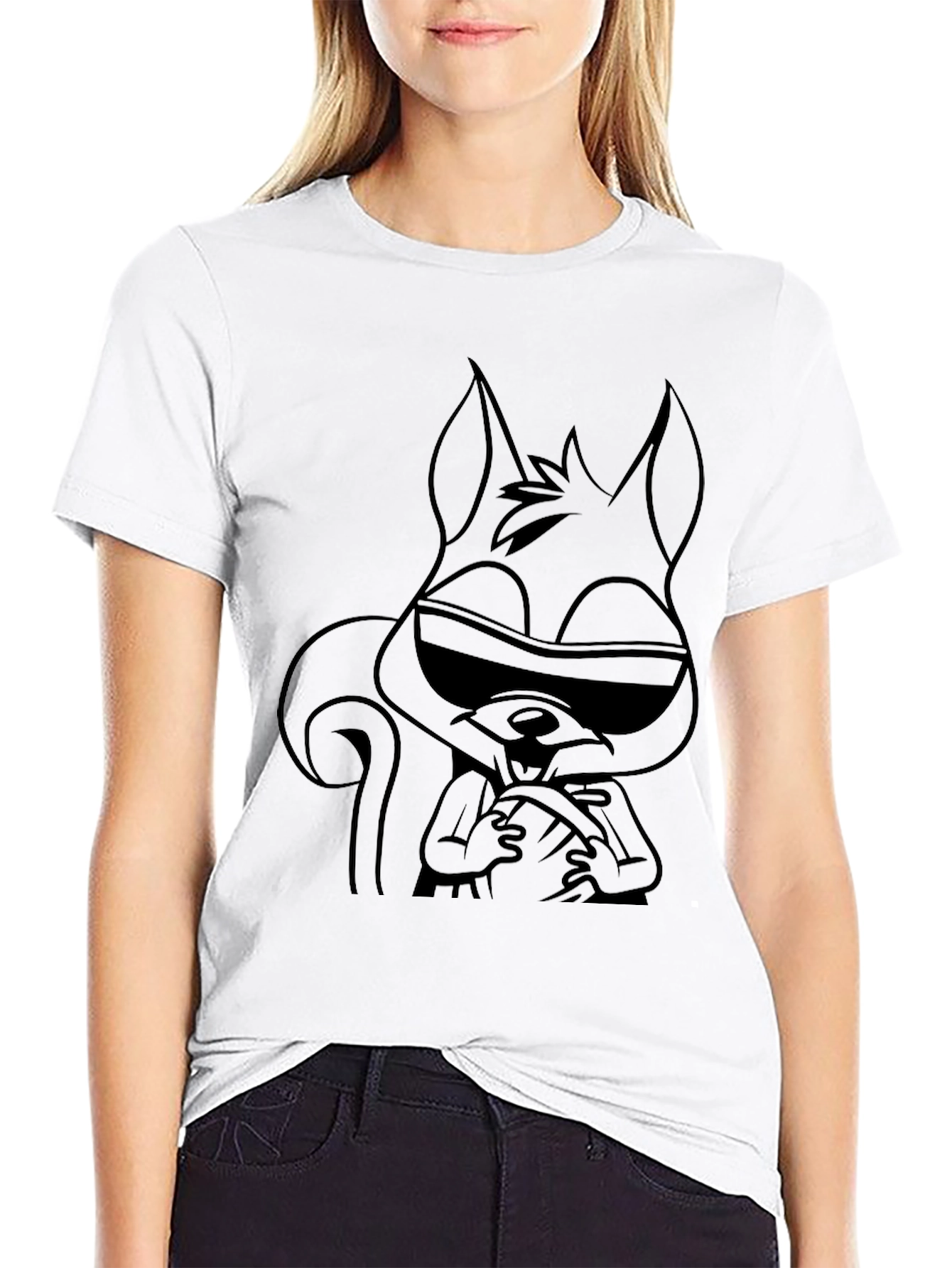 Black Cool Squirrel Graphic Tee - Unisex Black T-Shirt view 9