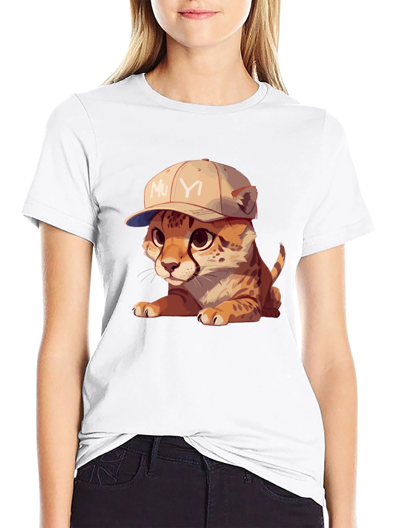Black Cool Cub Tee: Cheetah in a Baseball Cap view 9