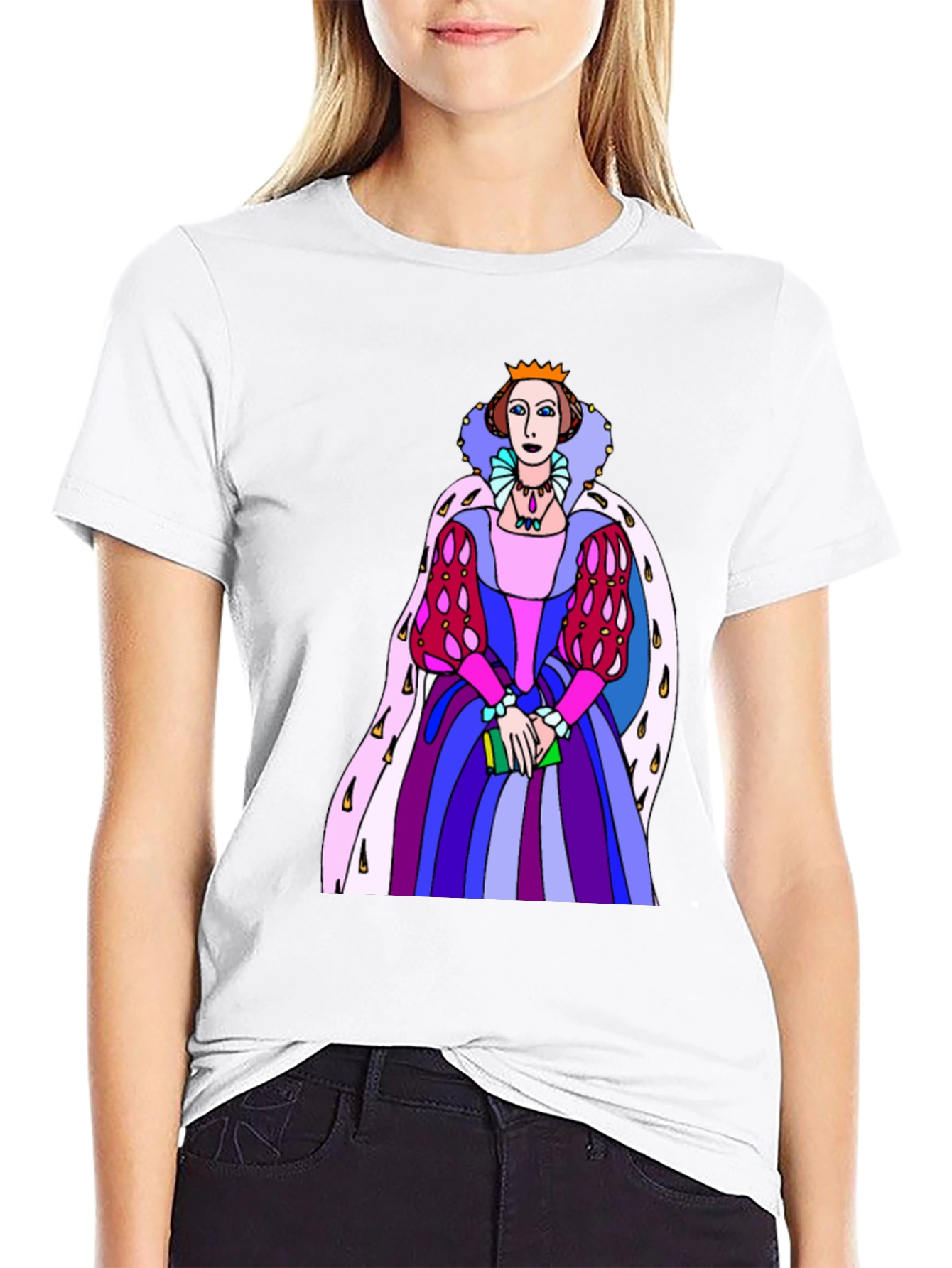 Black Queen Elizabeth Graphic T-Shirt - Novelty Tee view 9