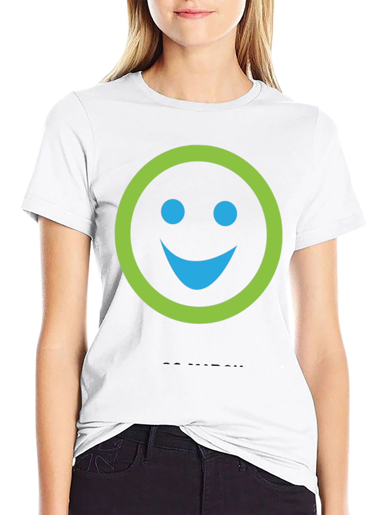 Black Smiley Face Graphic Print Crew Neck T-Shirt view 9