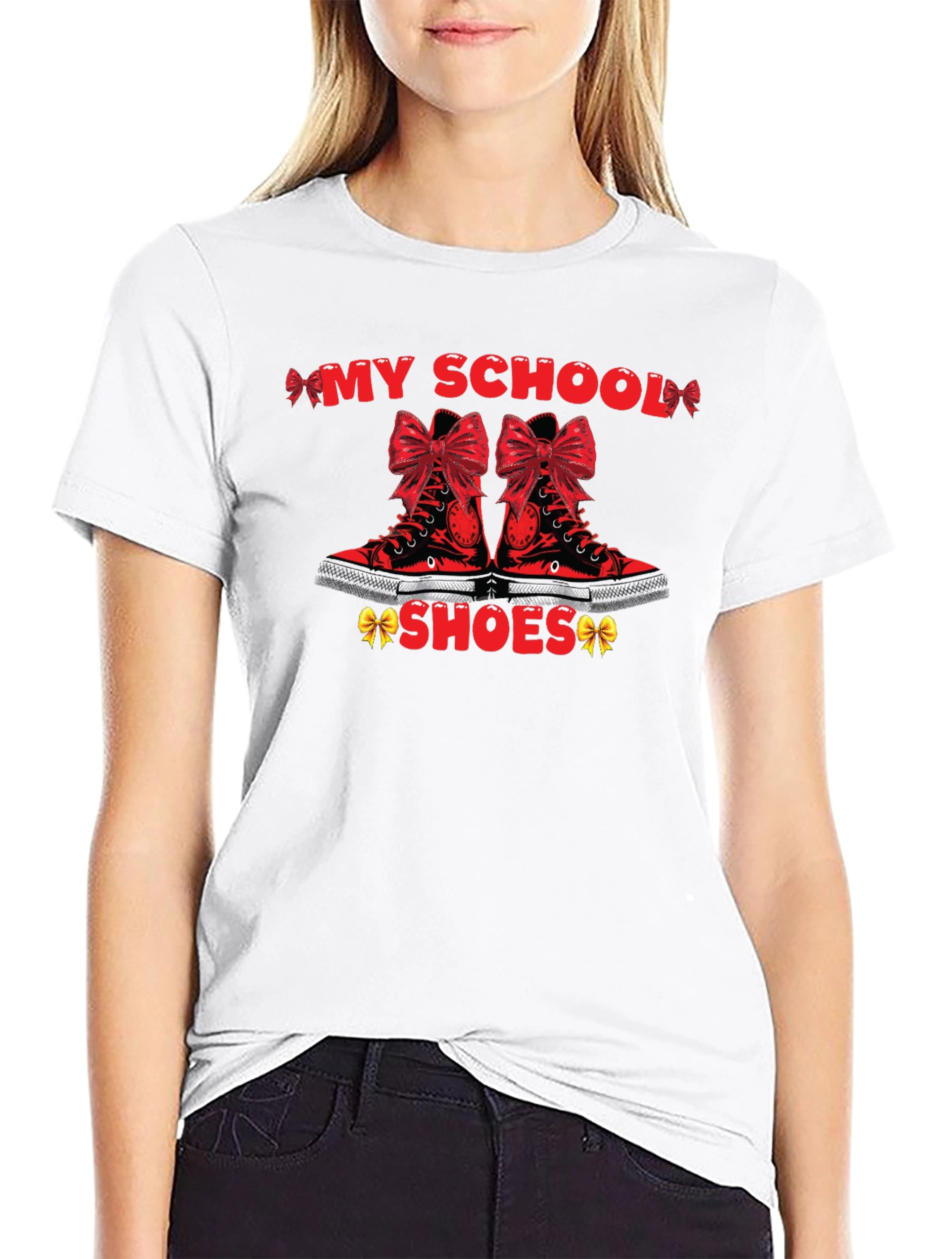 Black My School Shoes T-Shirt view 9