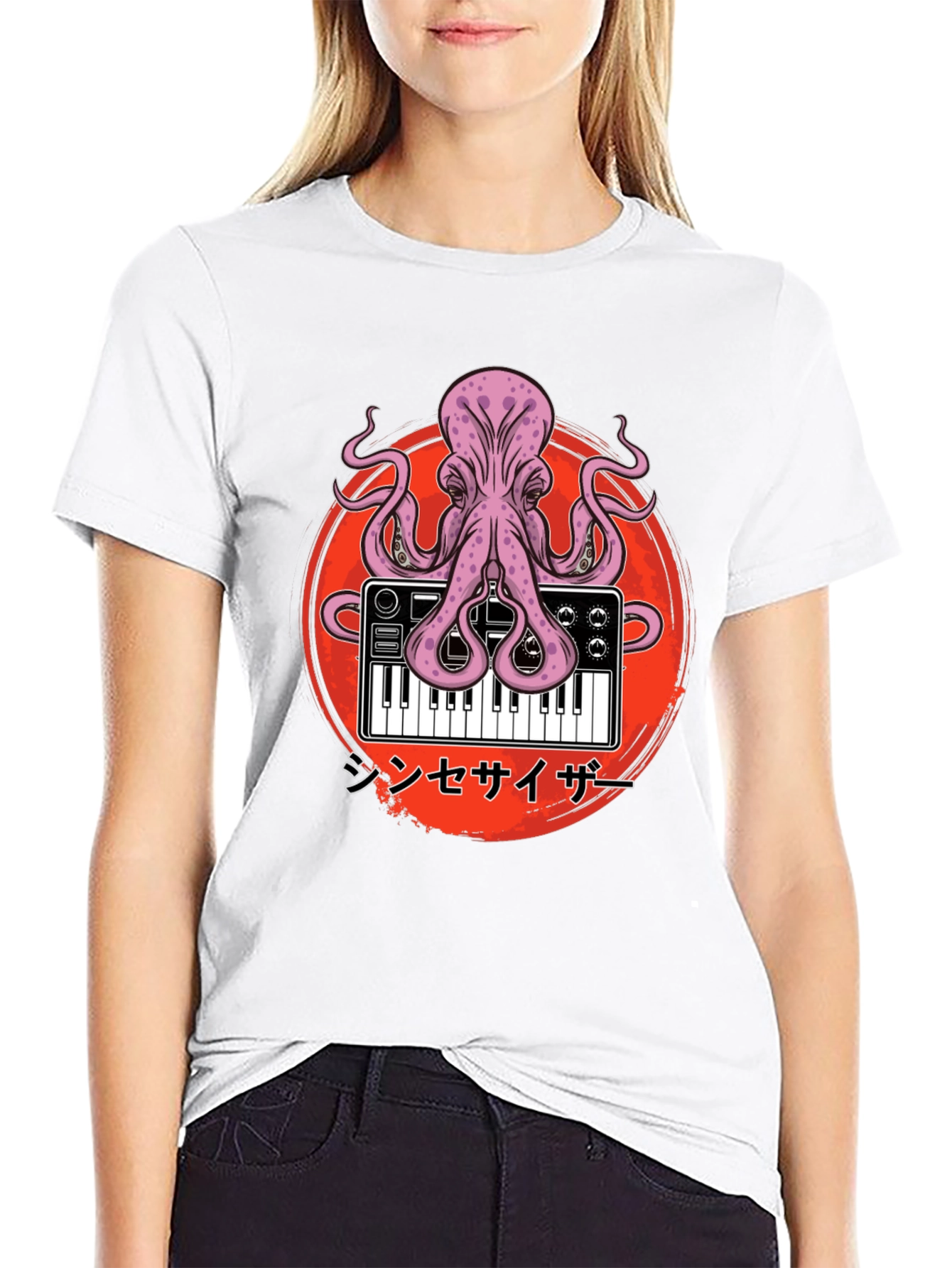 Black Octopus Synth T-Shirt - Unique Graphic Tee view 9