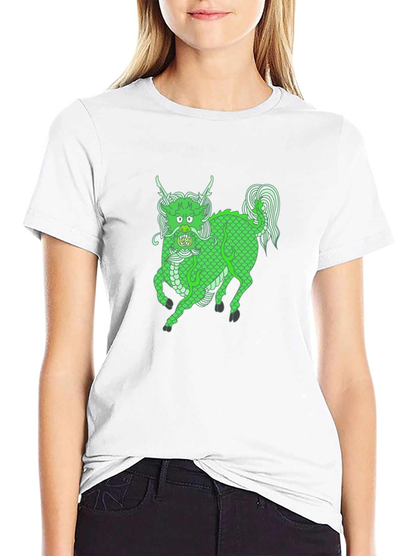 Black Green Dragon Graphic Tee - Stylish & Unique! view 9