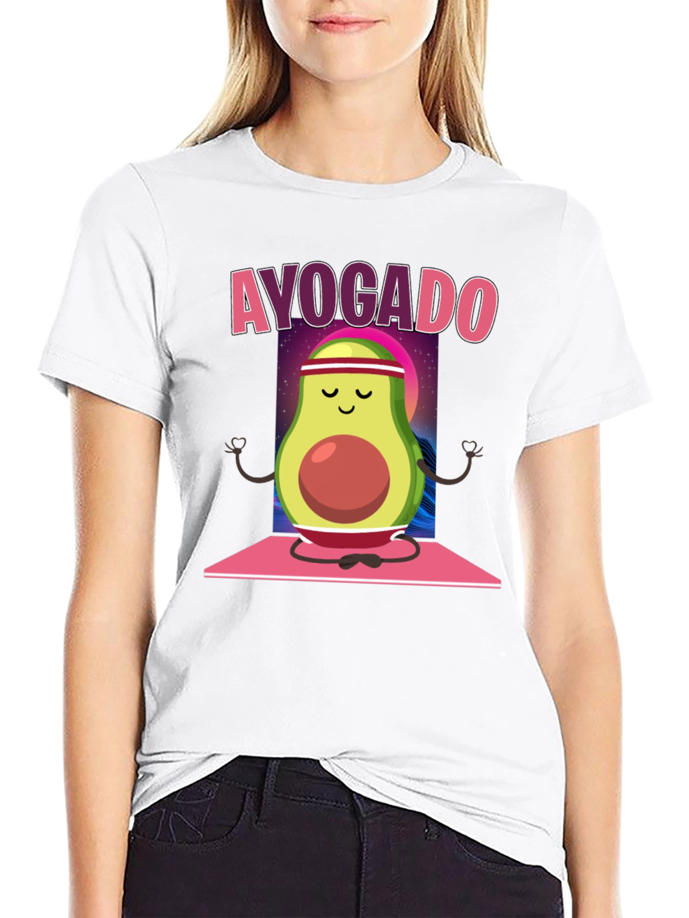 Black Ayogado Avocado Yoga T-Shirt view 9