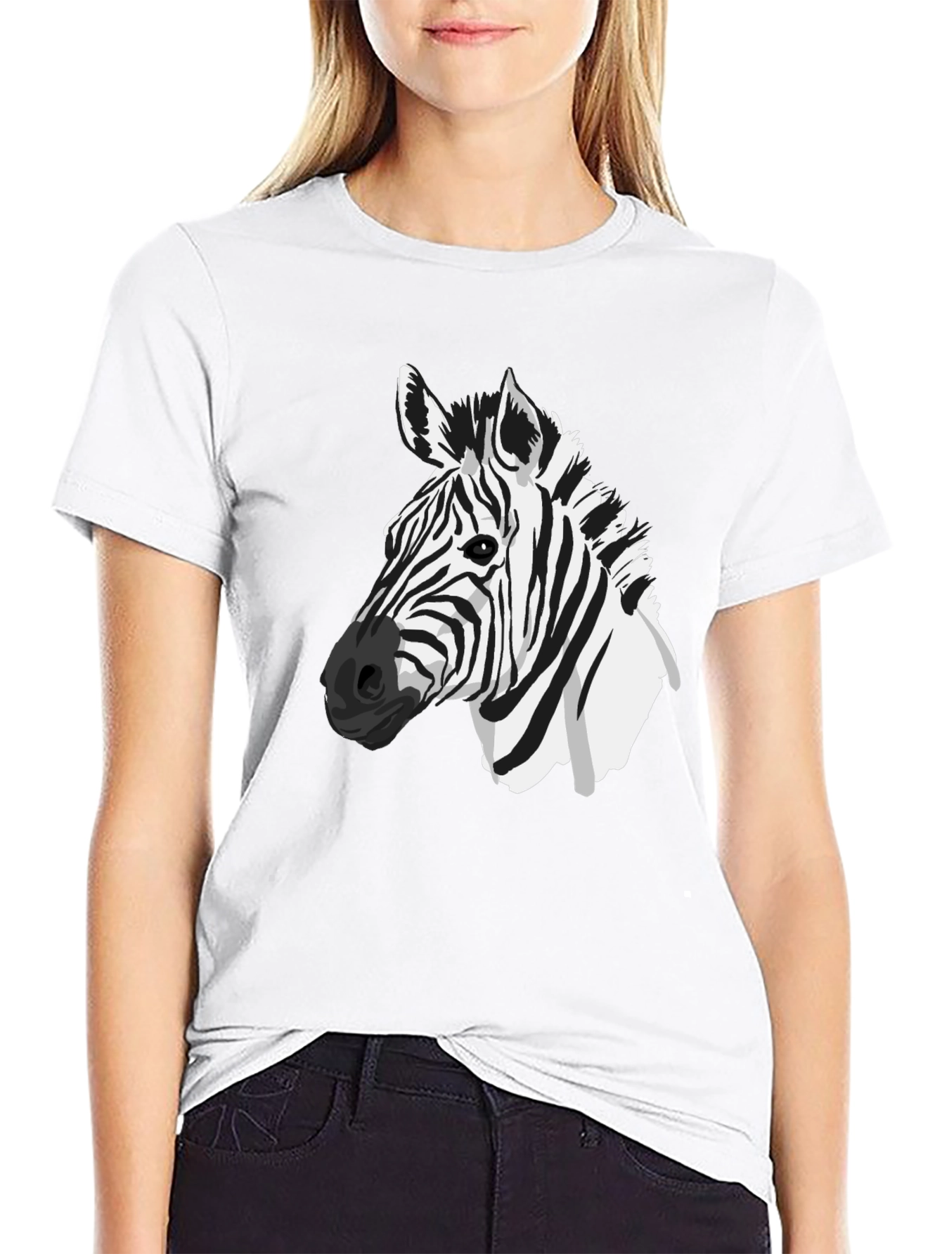 Black Zebra Graphic Tee - Black Casual T-Shirt view 9