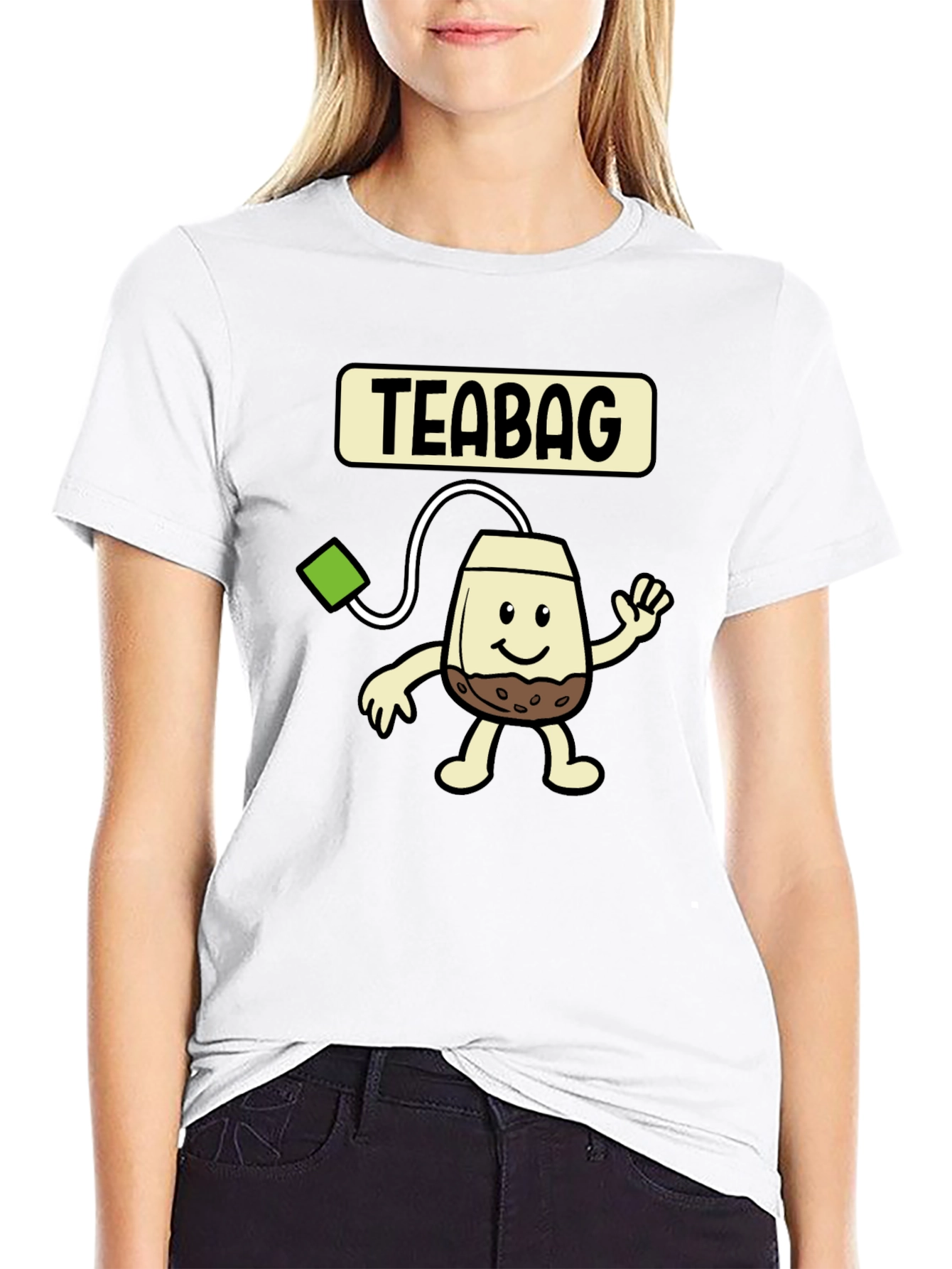 Black Funny Teabag Cartoon Graphic T-Shirt view 9