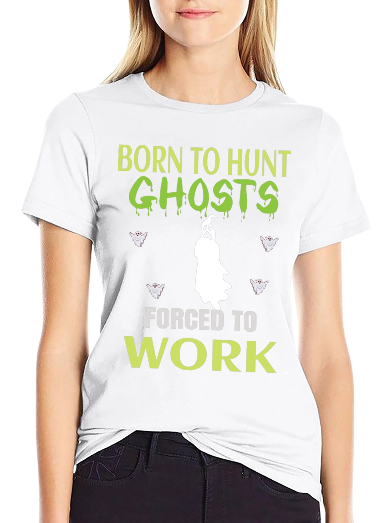 Black Born to Hunt Ghosts Funny Halloween Graphic T-Shirt view 9
