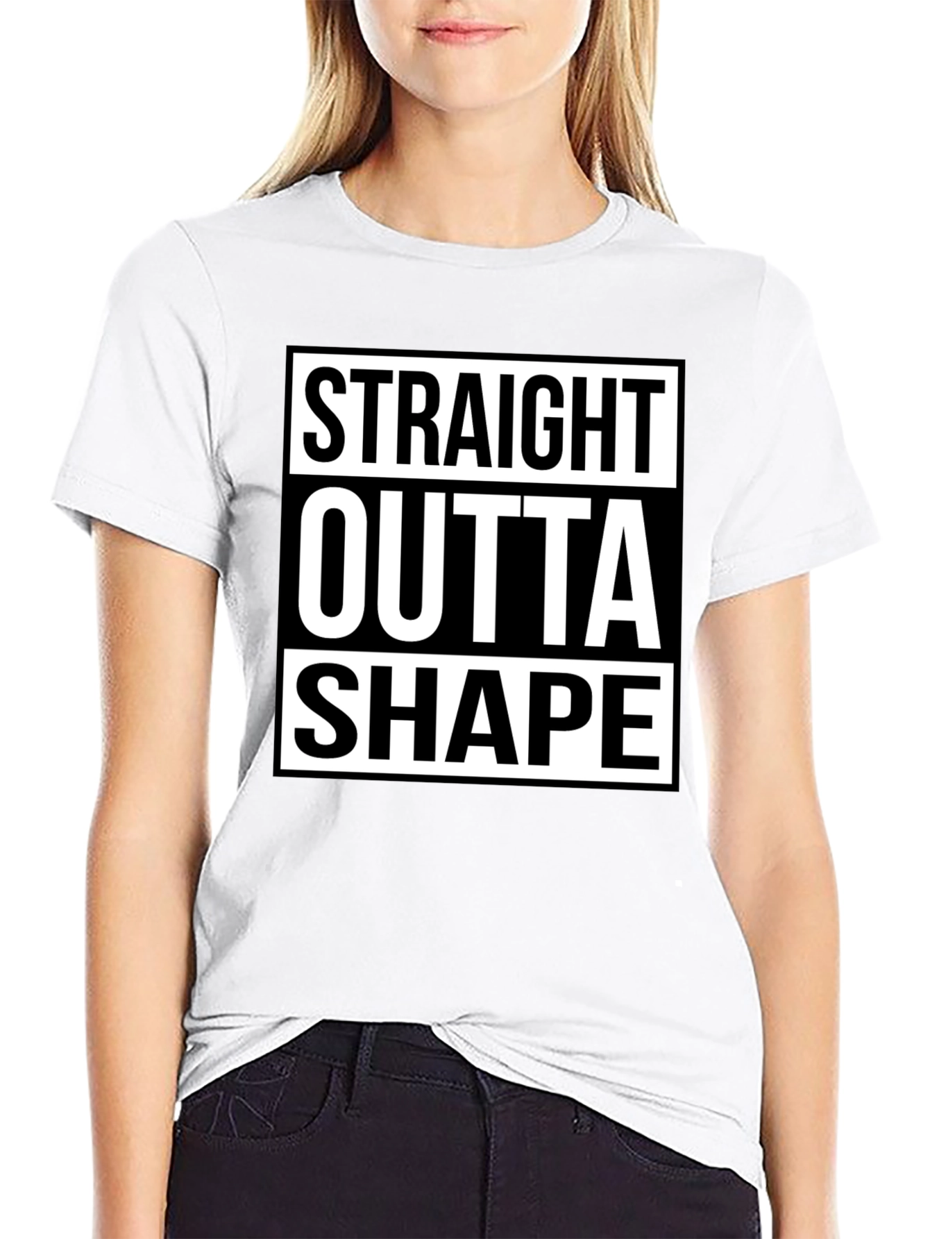 Black Straight Outta Shape Funny Graphic T-Shirt view 9