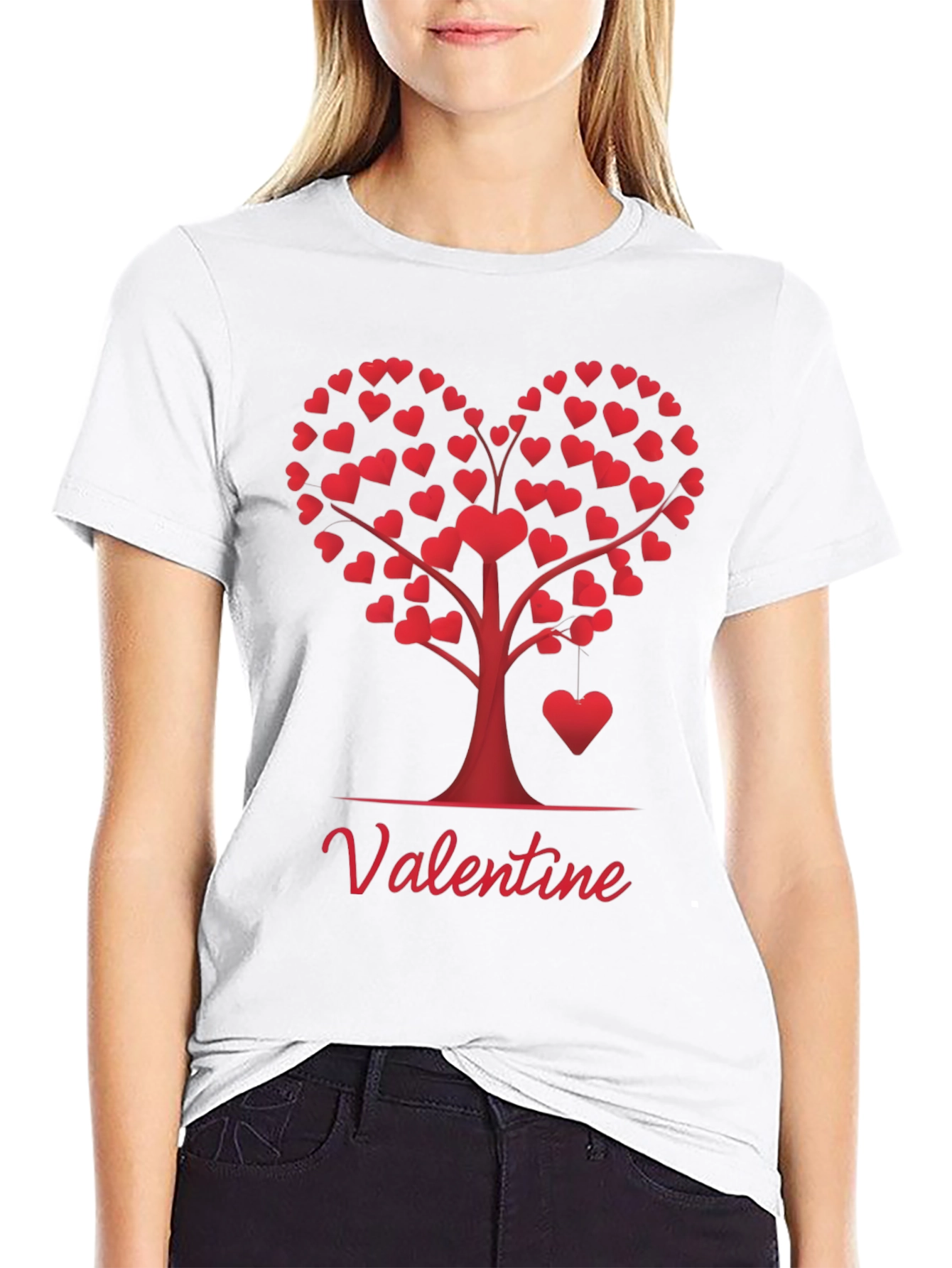 Black Valentine Heart Tree Graphic Tee view 9