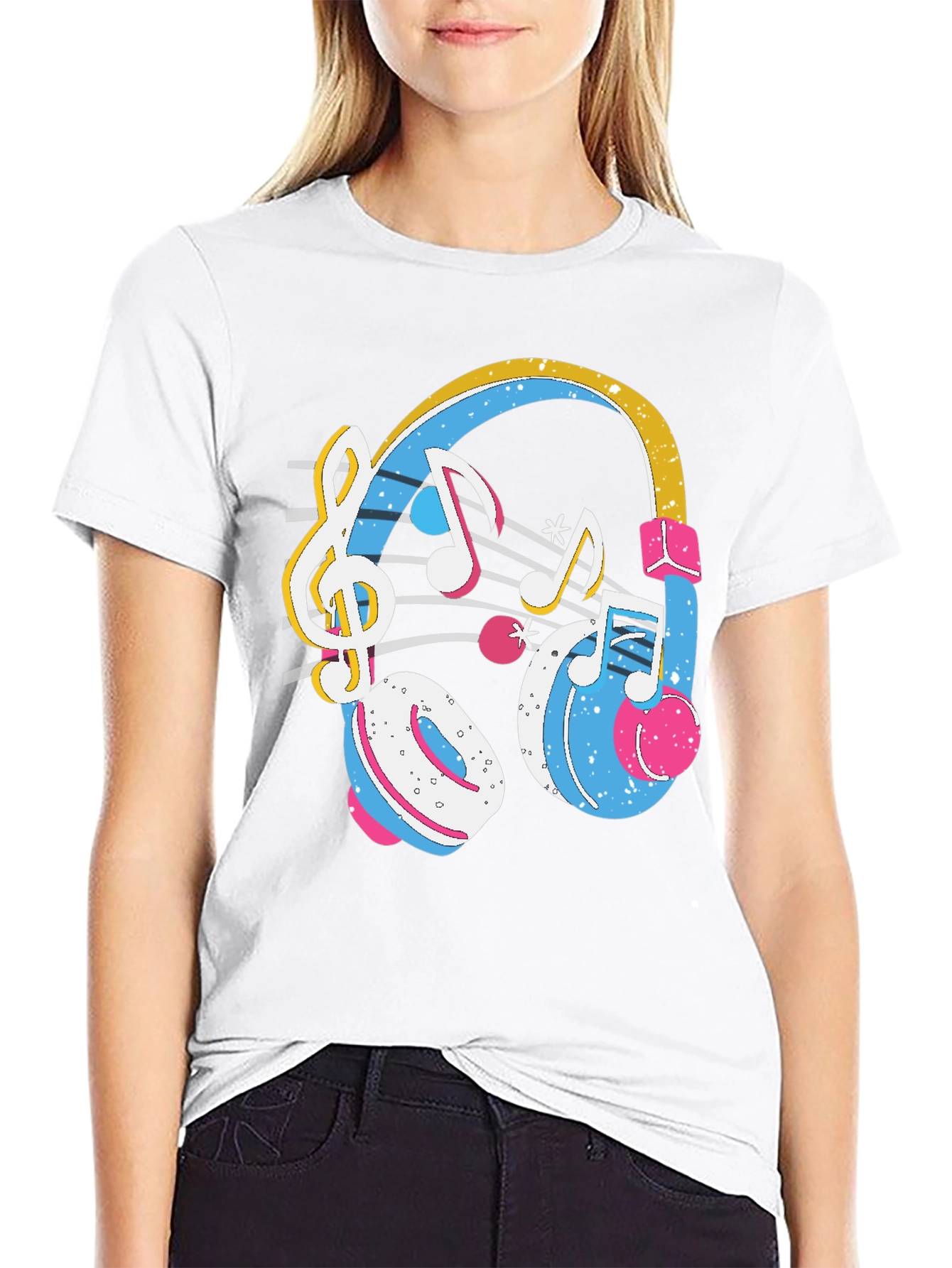 Black Music Headphones T-Shirt - Stylish Graphic Tee view 9