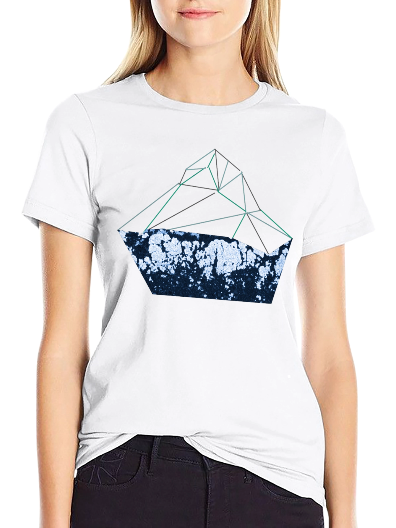 Black Abstract Geometric Mountain T-Shirt - Black view 9