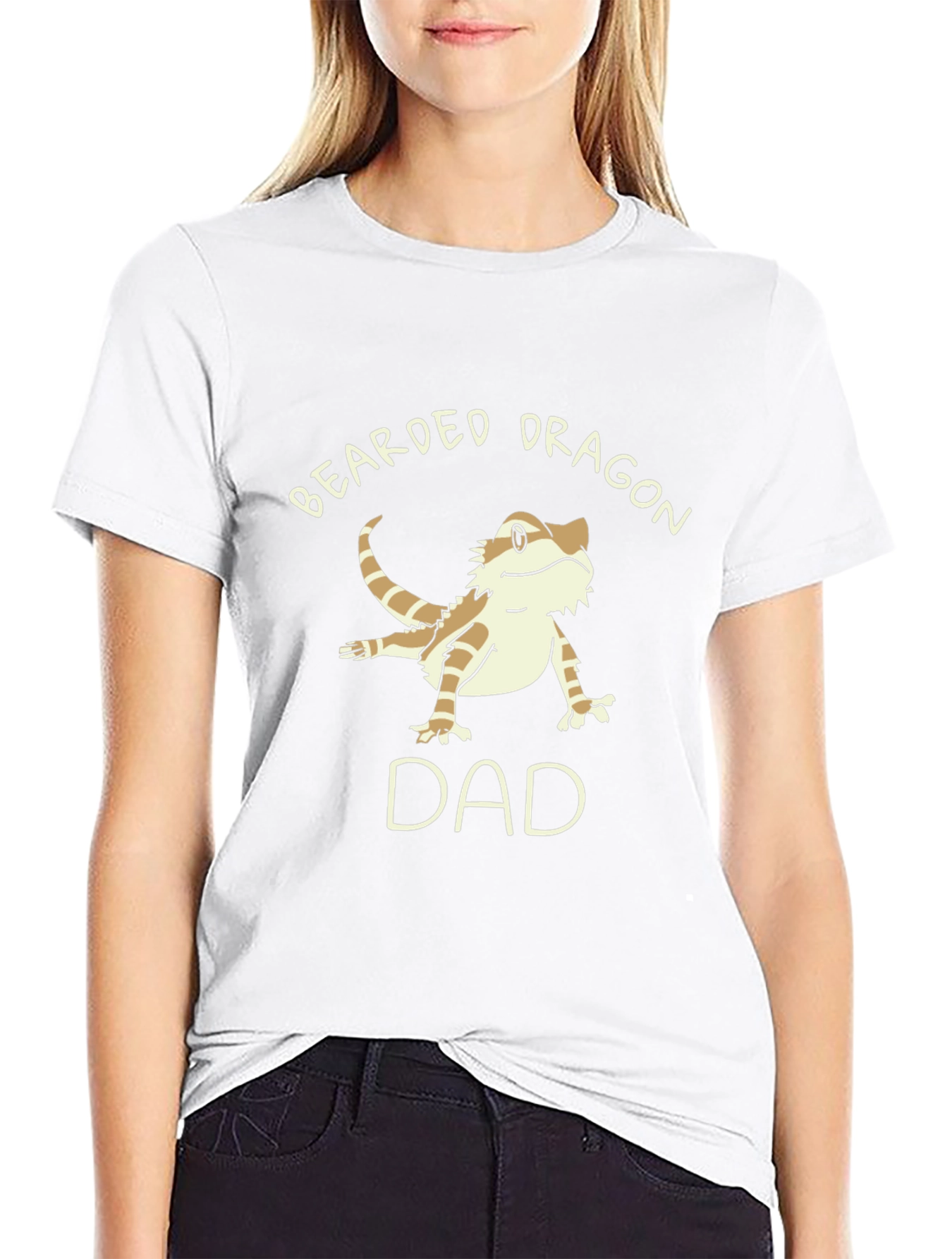 Black Bearded Dragon Dad T-Shirt, Black Cotton Tee view 9