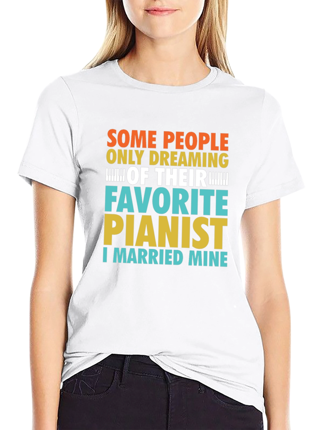 Black Funny Pianist T-Shirt - I Married Mine! view 9
