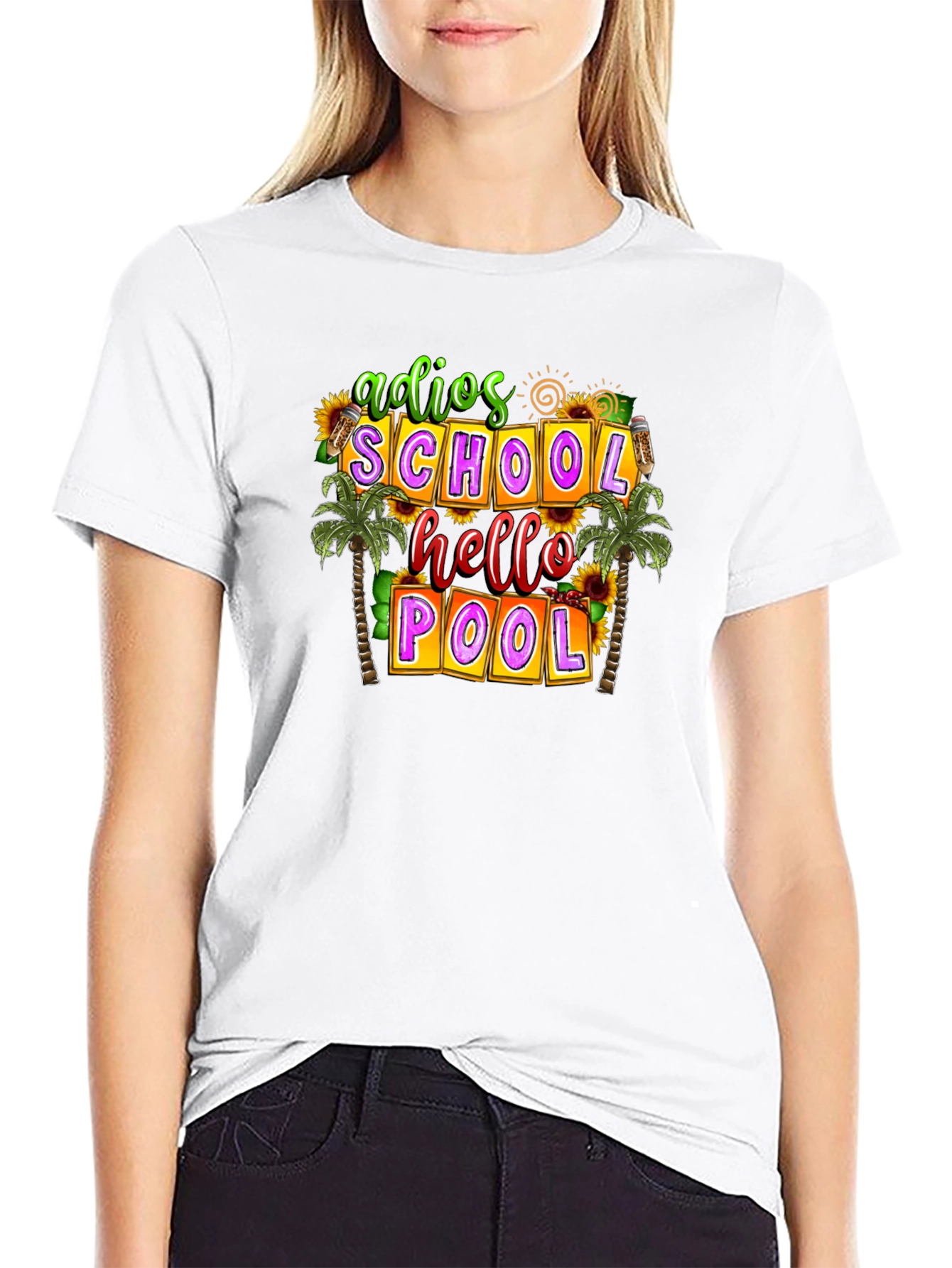 Black Adios School Hello Pool T-Shirt view 9