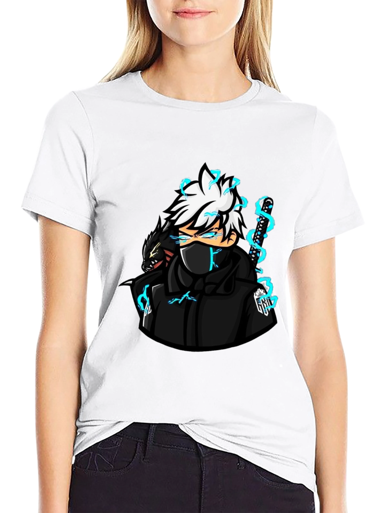 Black Anime Character Graphic Black T-Shirt view 9