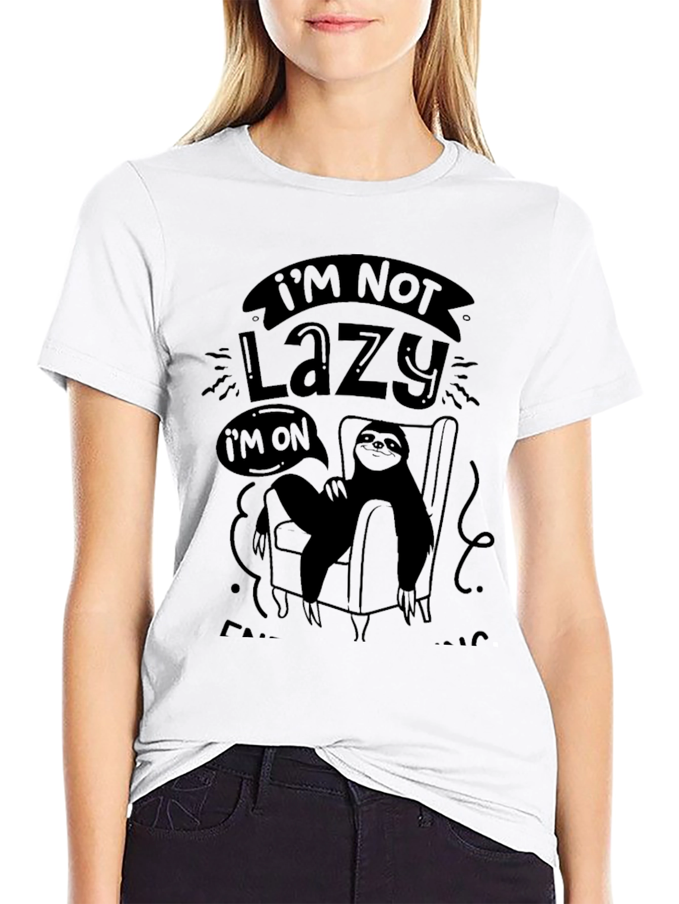 Black Lazy Sloth Graphic T-Shirt - Men's Black Tee view 9
