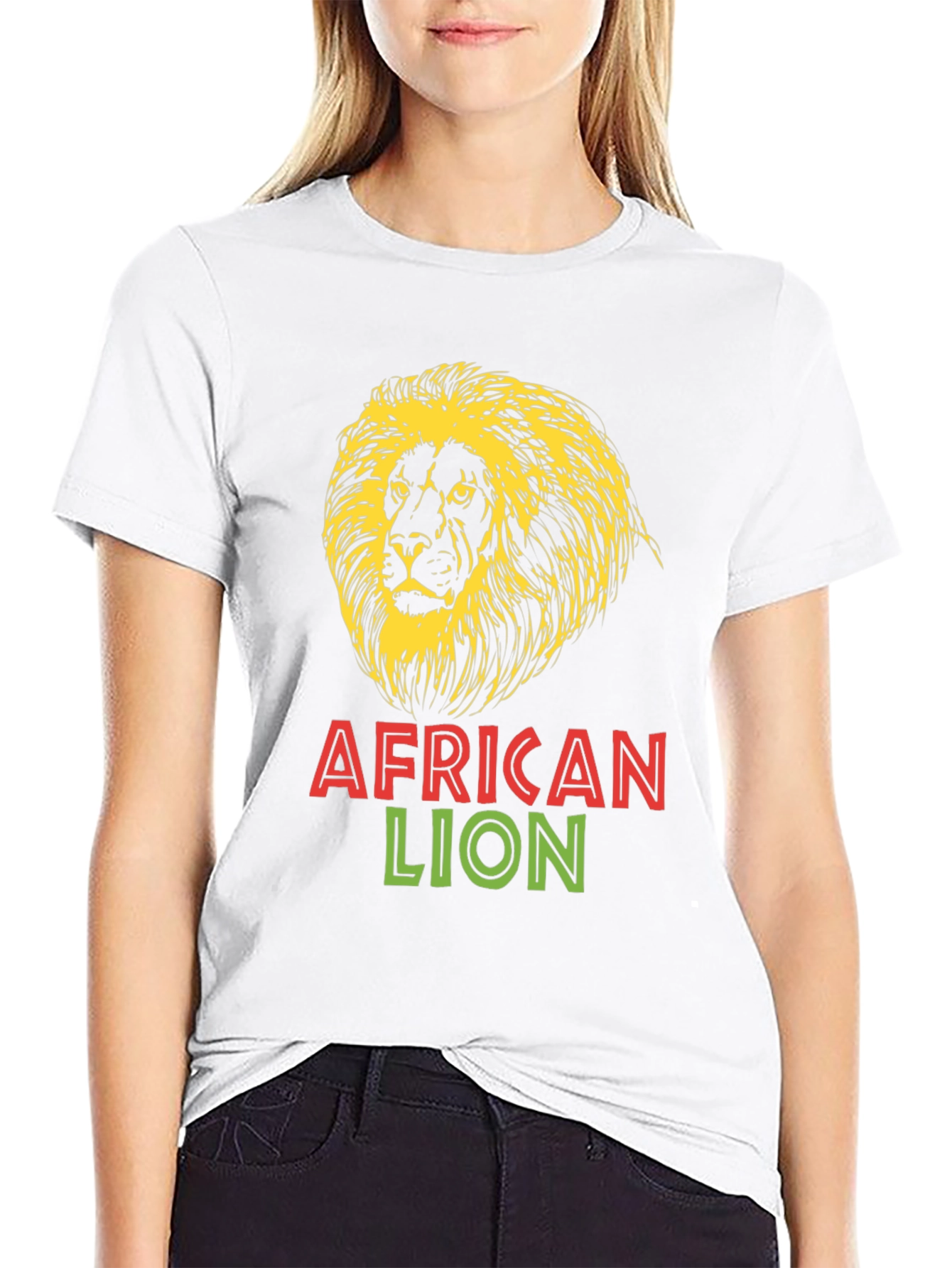 Black African Lion Graphic Tee - Bold Black T-Shirt view 9