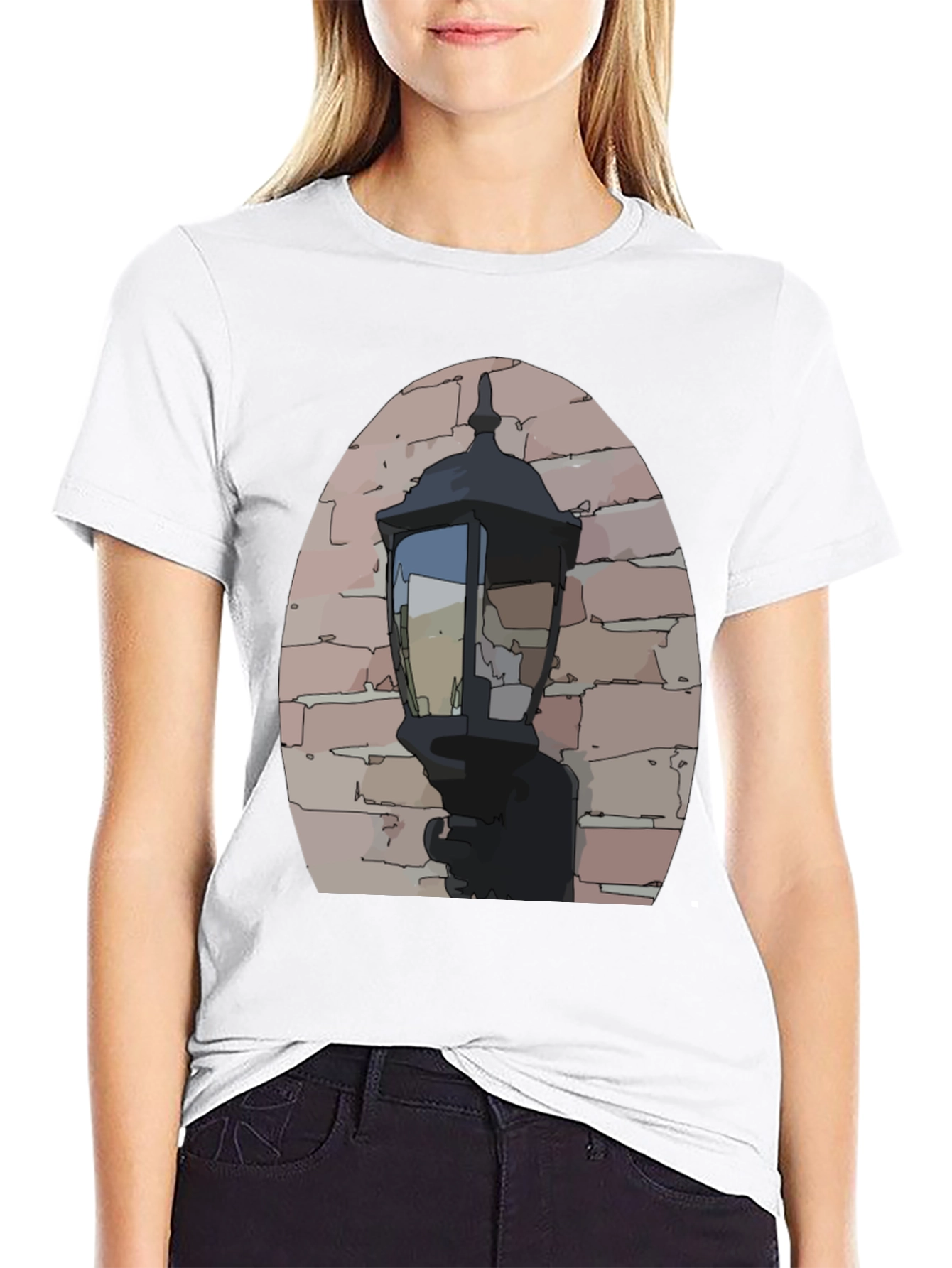 Black Vintage Street Lamp Graphic Tee view 9