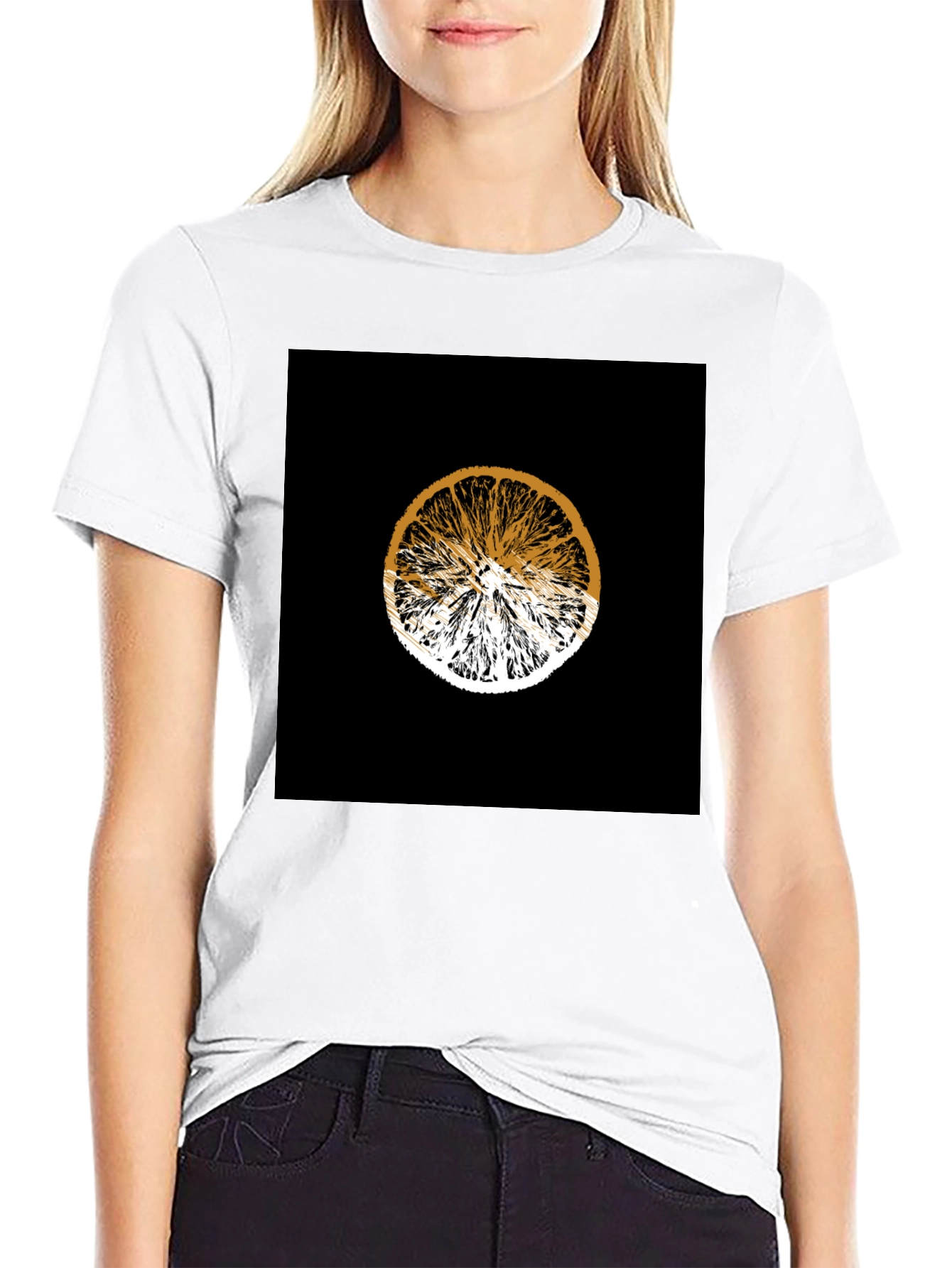 Black Orange Slice Graphic Black Tee - Unisex view 9