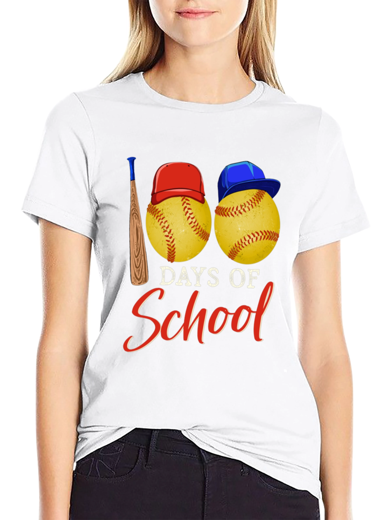Black 100 Days of School Baseball T-Shirt view 9