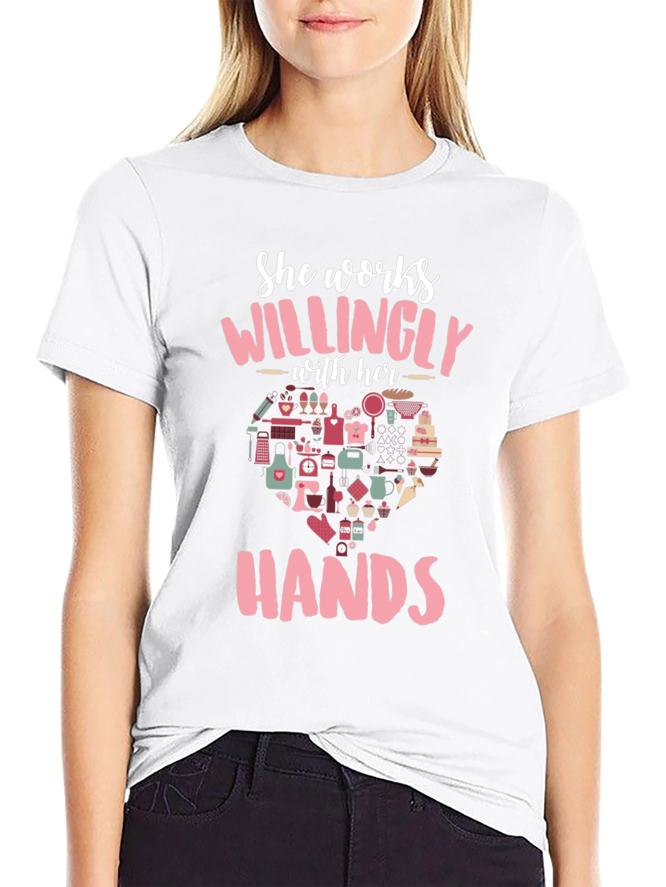 Black She Works Willingly with Her Hands T-Shirt view 9