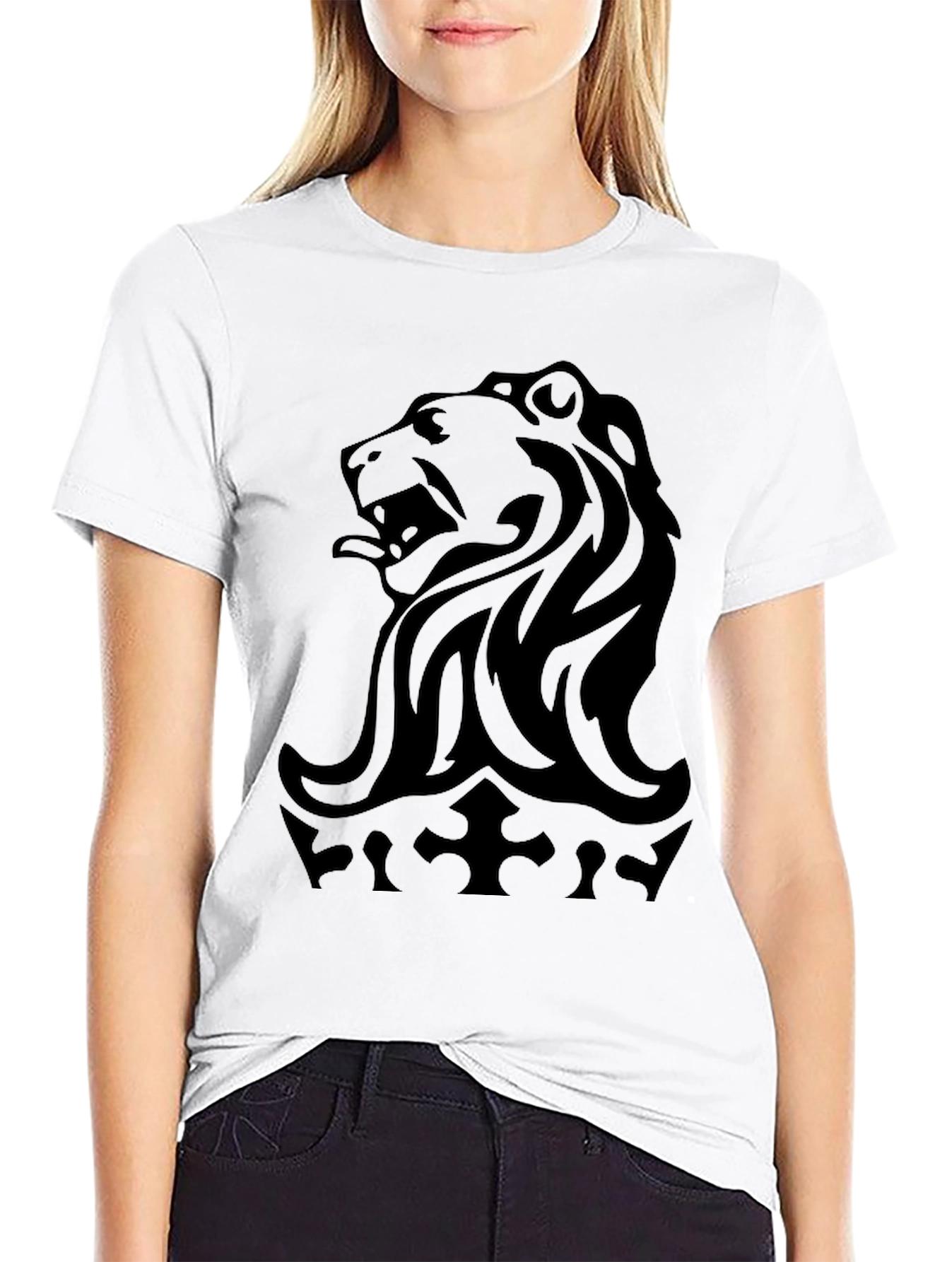 Black Lion Crest Black Graphic Tee view 9