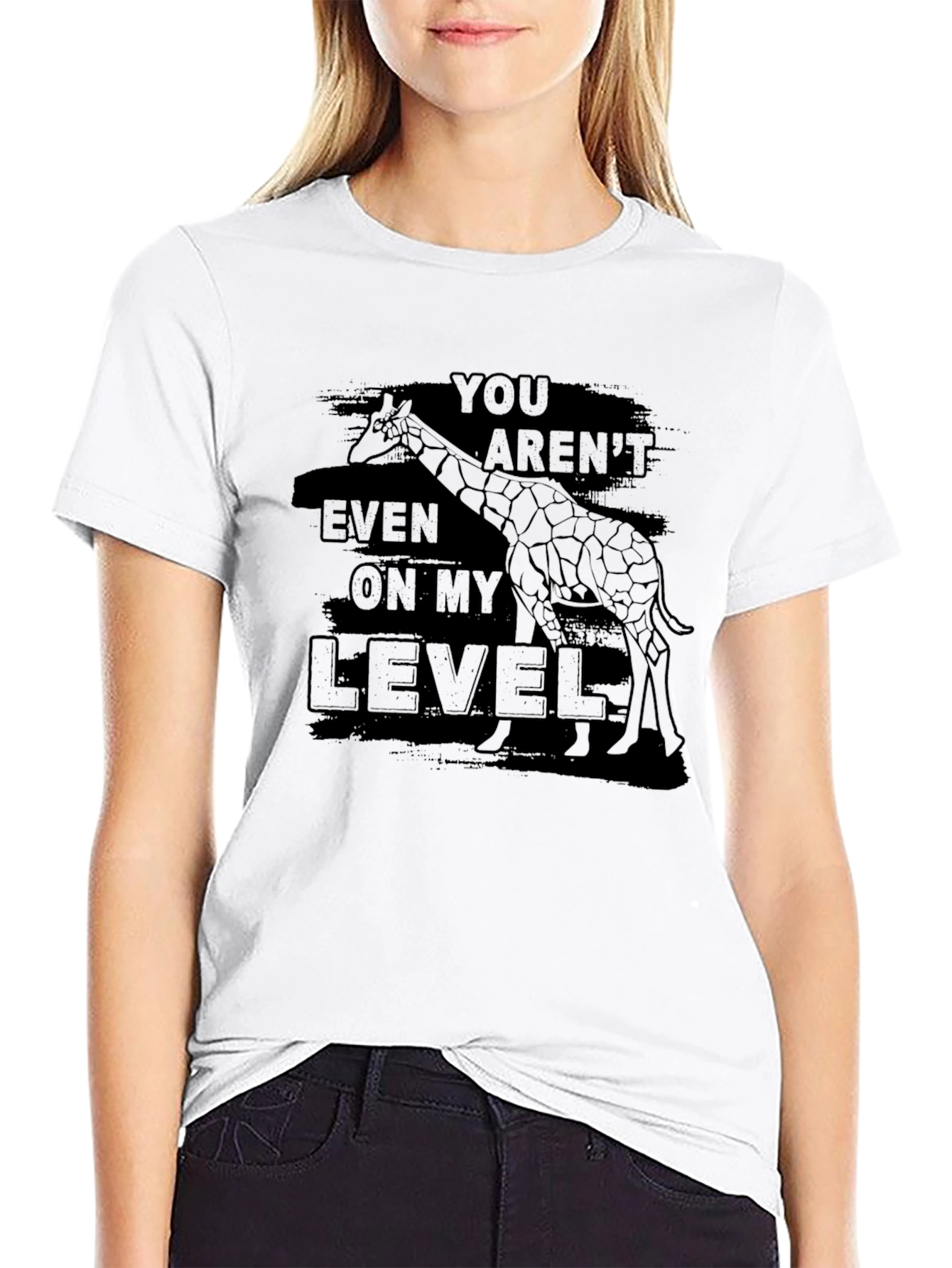 Black Giraffe Level T-Shirt - Funny Sarcastic Tee view 9