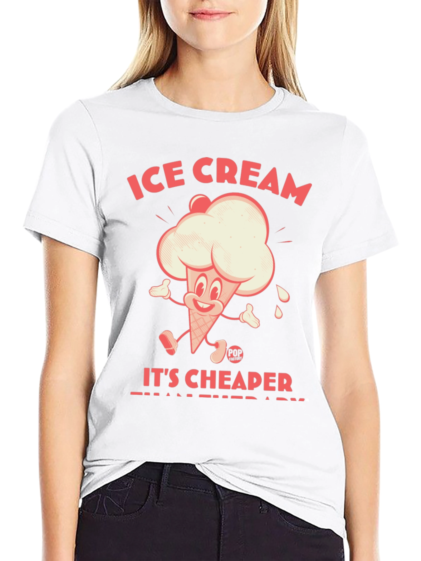 Black Ice Cream Cheaper Than Therapy Graphic Tee view 9