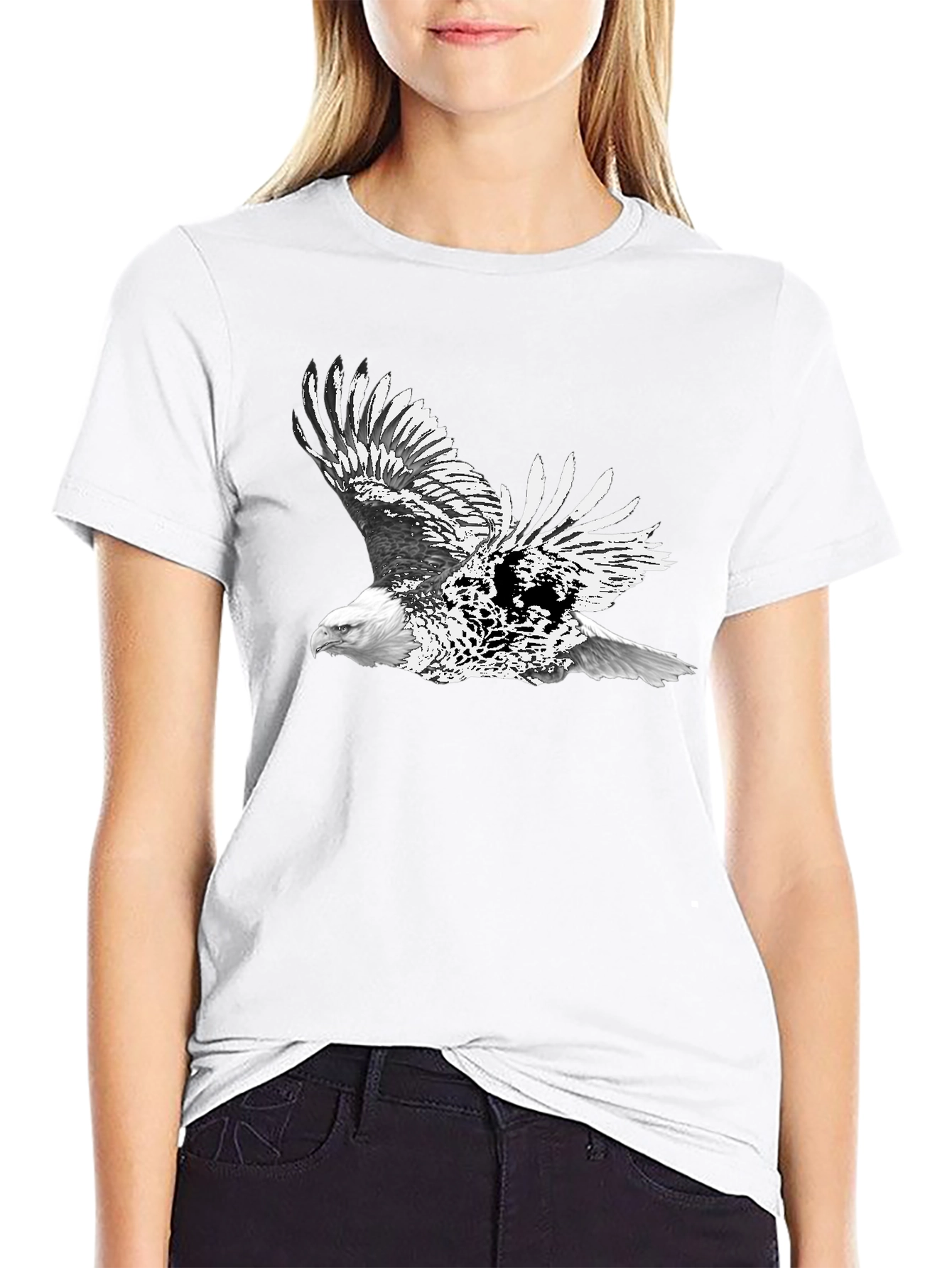 Black Bald Eagle Graphic Black T-Shirt | Men's Short Sleeve Tee view 9
