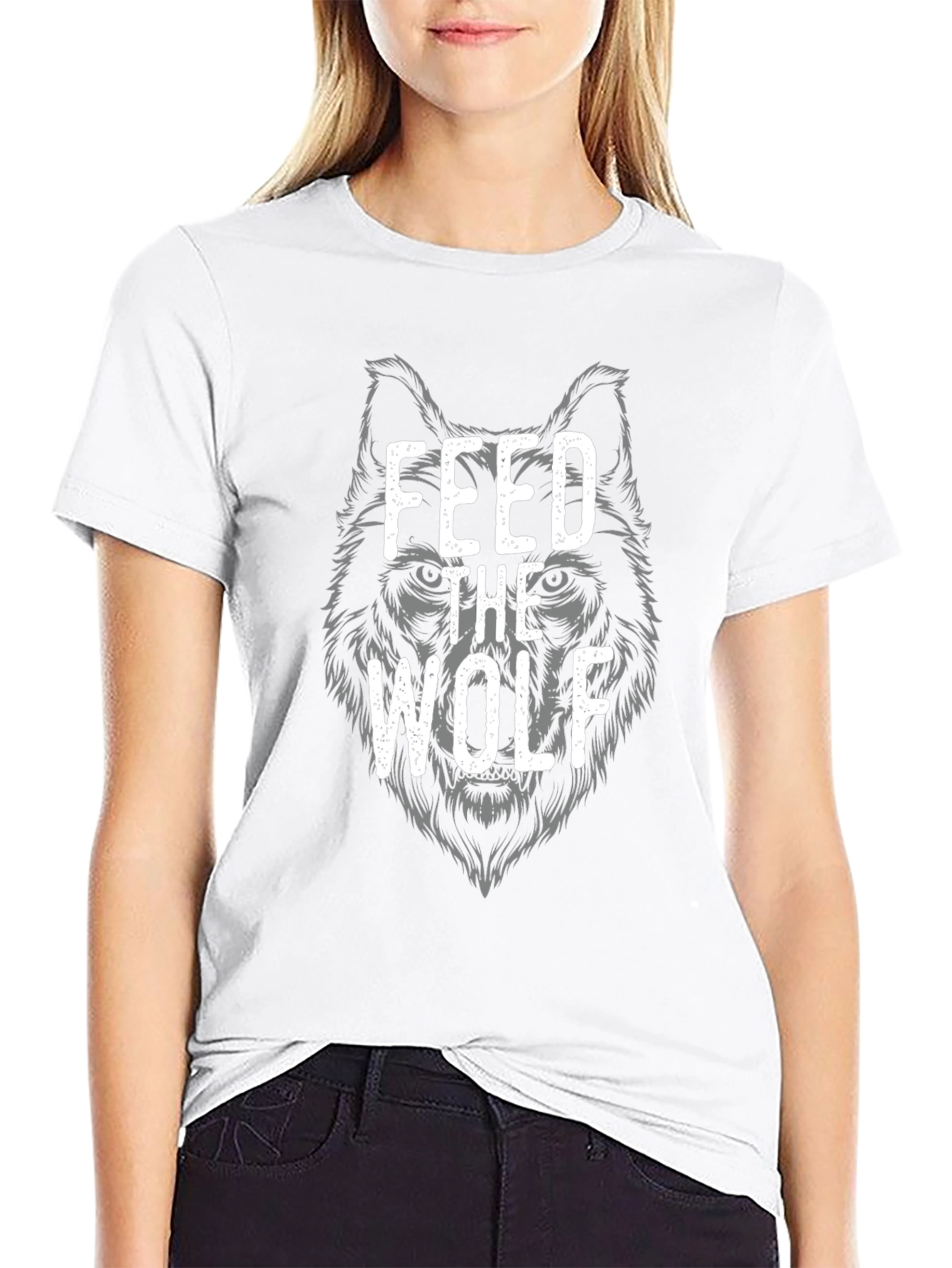 Black Feed The Wolf Graphic Tee - Black Cotton T-Shirt view 9
