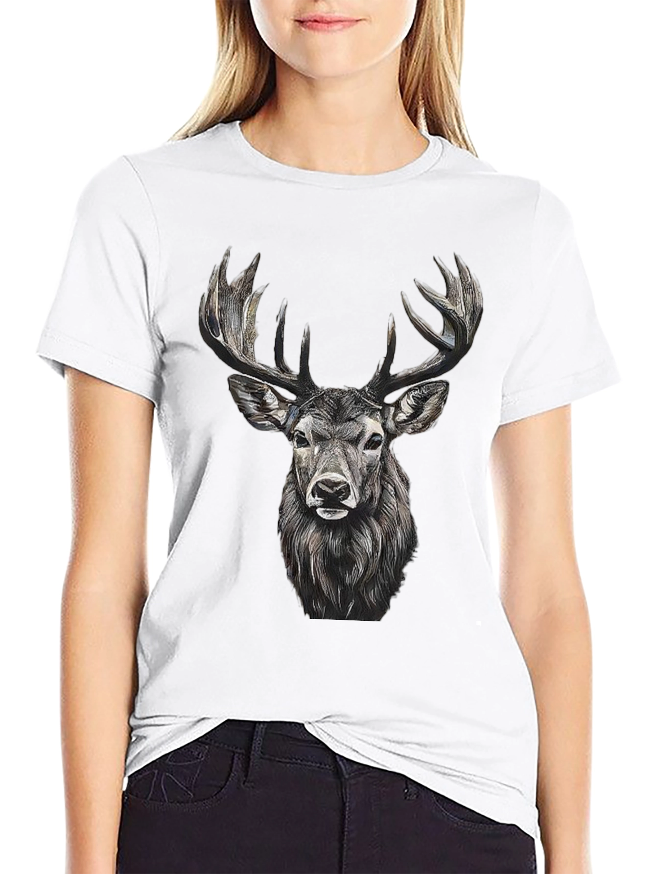Black Deer Graphic Tee - Black Cotton Blend view 9