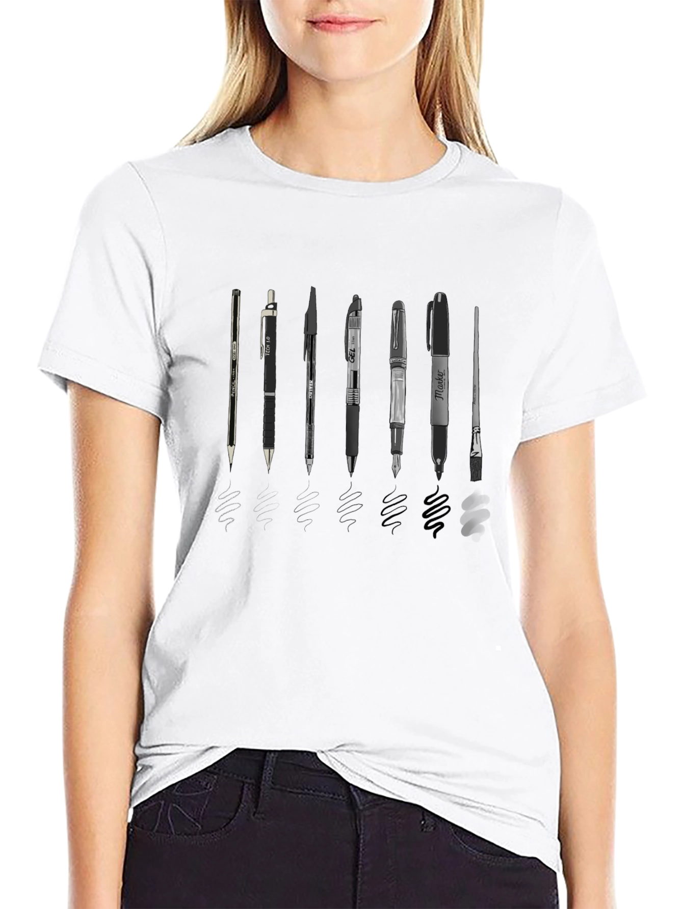 Black Artist's Tools Graphic Tee - Black Cotton Blend Shirt view 9