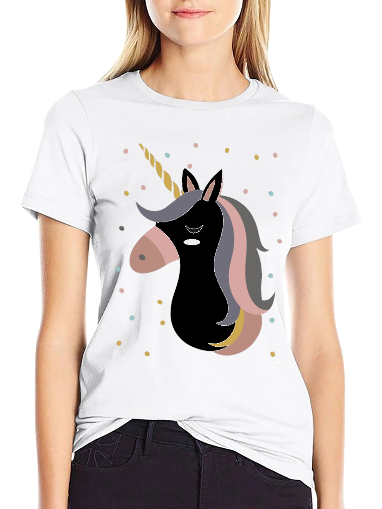 Black Unicorn Graphic Print Black T-Shirt view 9
