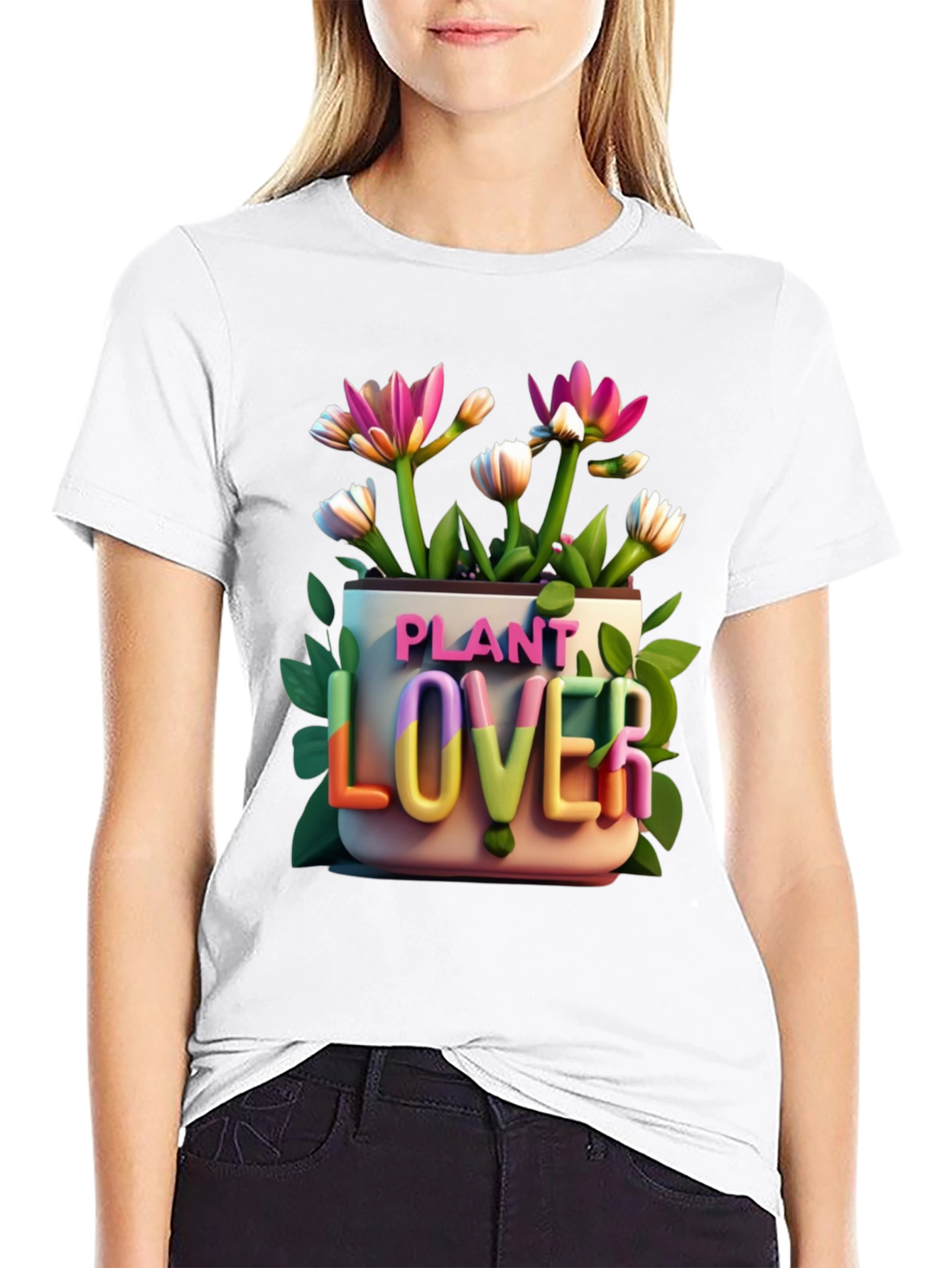 Black Plant Lover Graphic Tee - Black Cotton T-Shirt view 9
