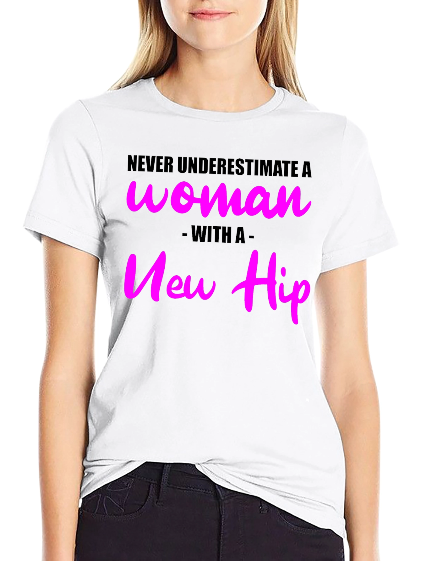 Black Never Underestimate Woman with New Hip Black Tee view 9