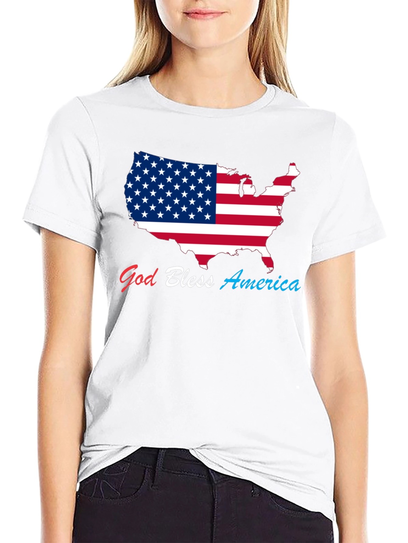 Black God Bless America USA Flag Patriotic T-Shirt view 9