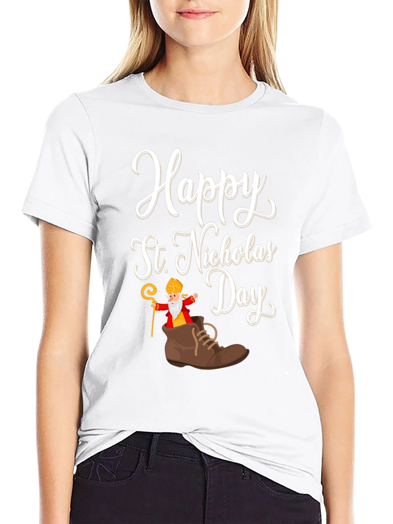 Black Happy St. Nicholas Day T-Shirt view 9