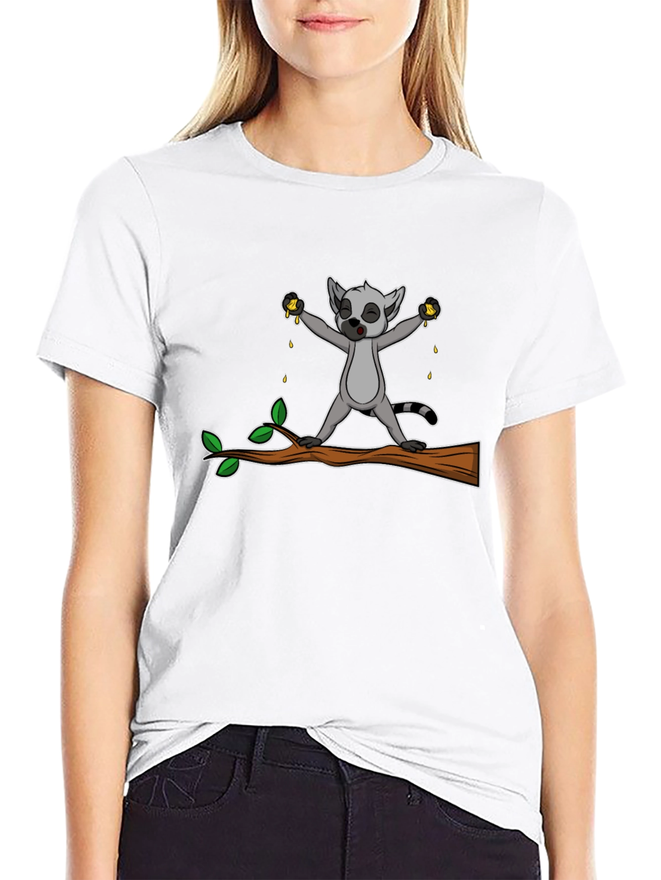 Black Lemur Squeezing Fruit Graphic Tee view 9