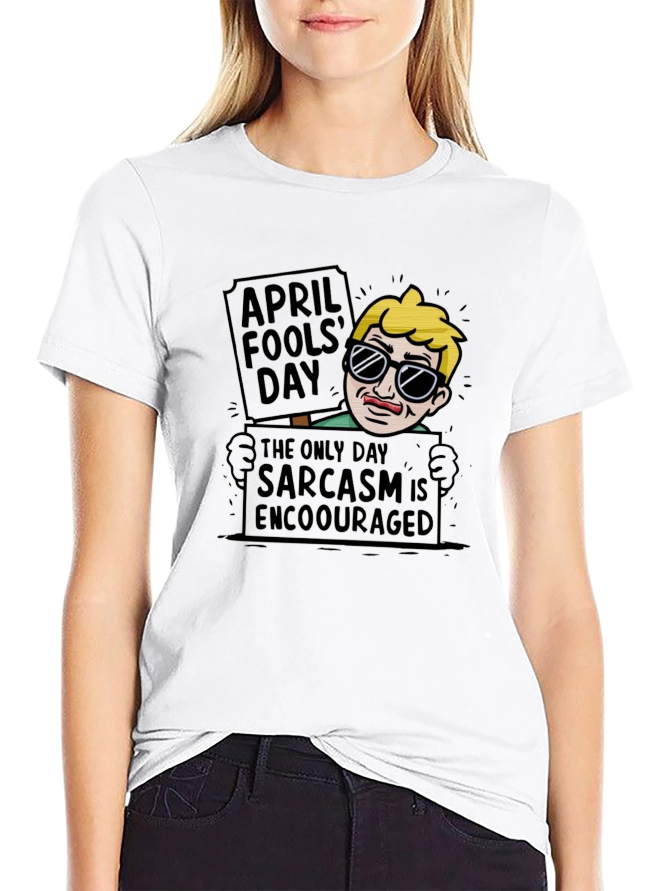 Black April Fool's Day Sarcasm T-Shirt view 9