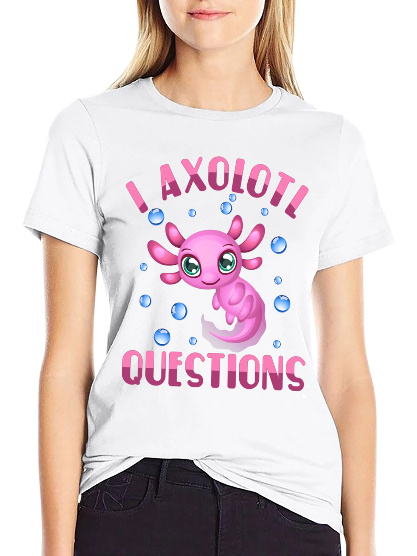 Black I Axolotl Questions Black T-Shirt view 9
